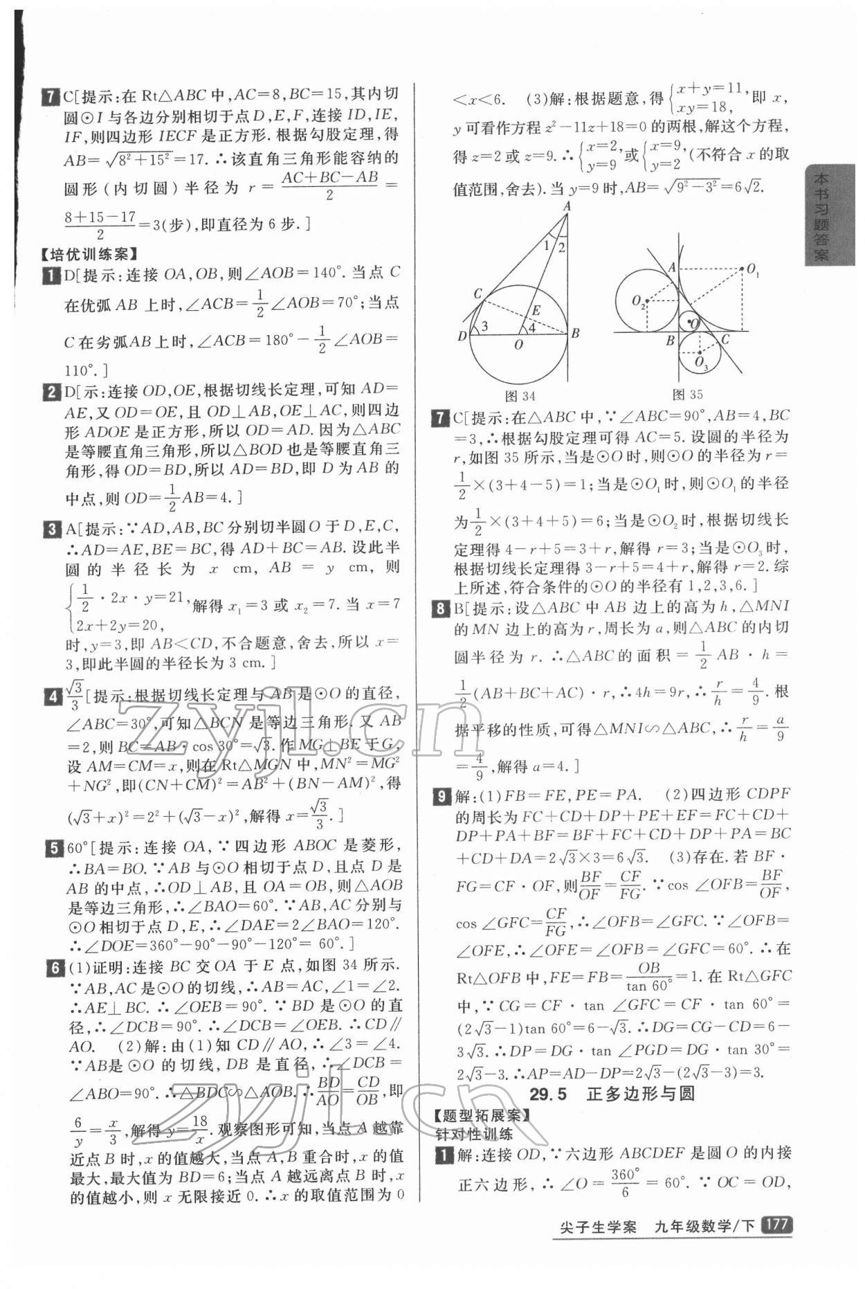 2022年尖子生学案九年级数学下册冀教版 参考答案第7页