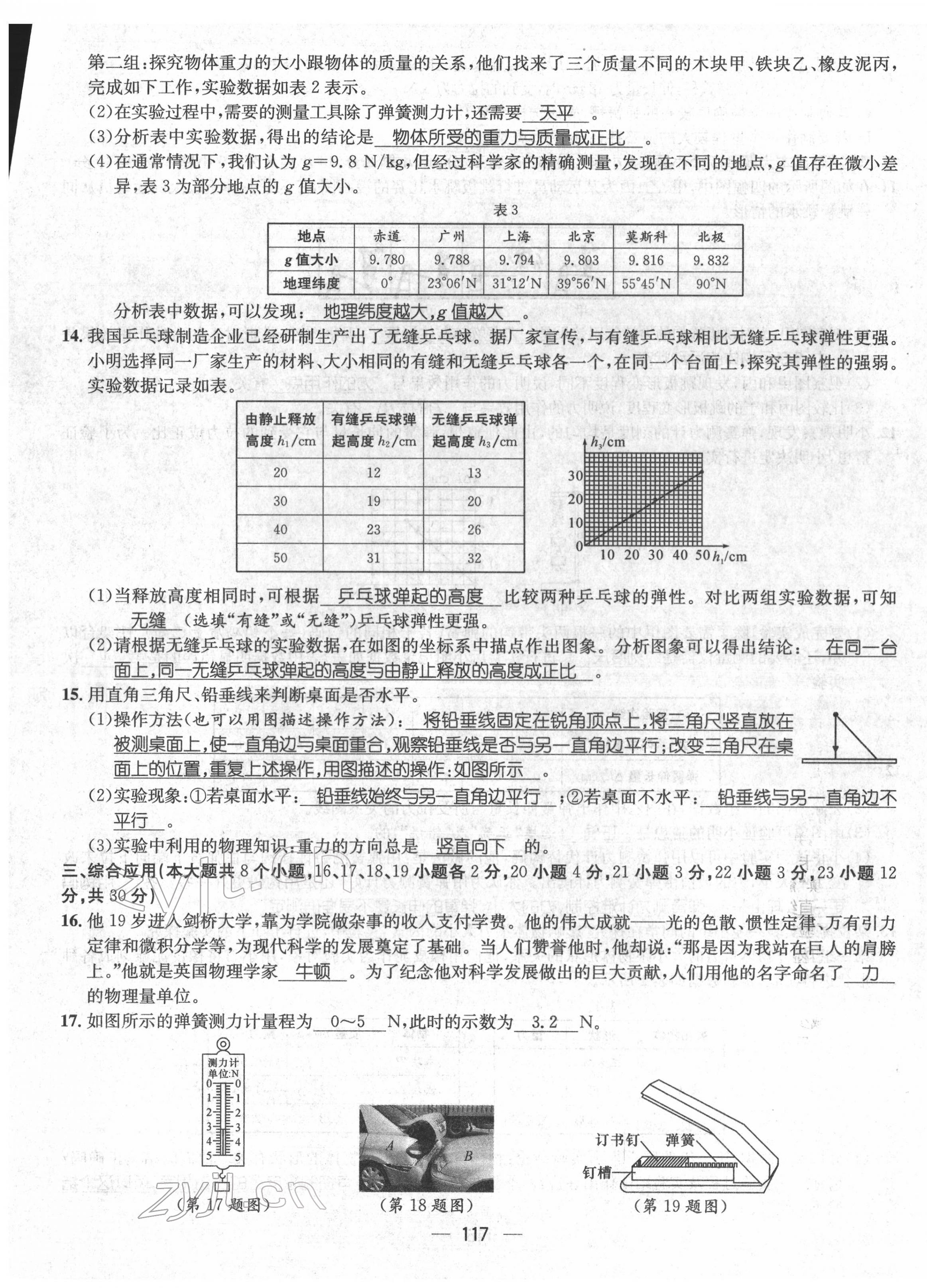 2022年名师测控八年级物理下册人教版山西专版 参考答案第9页