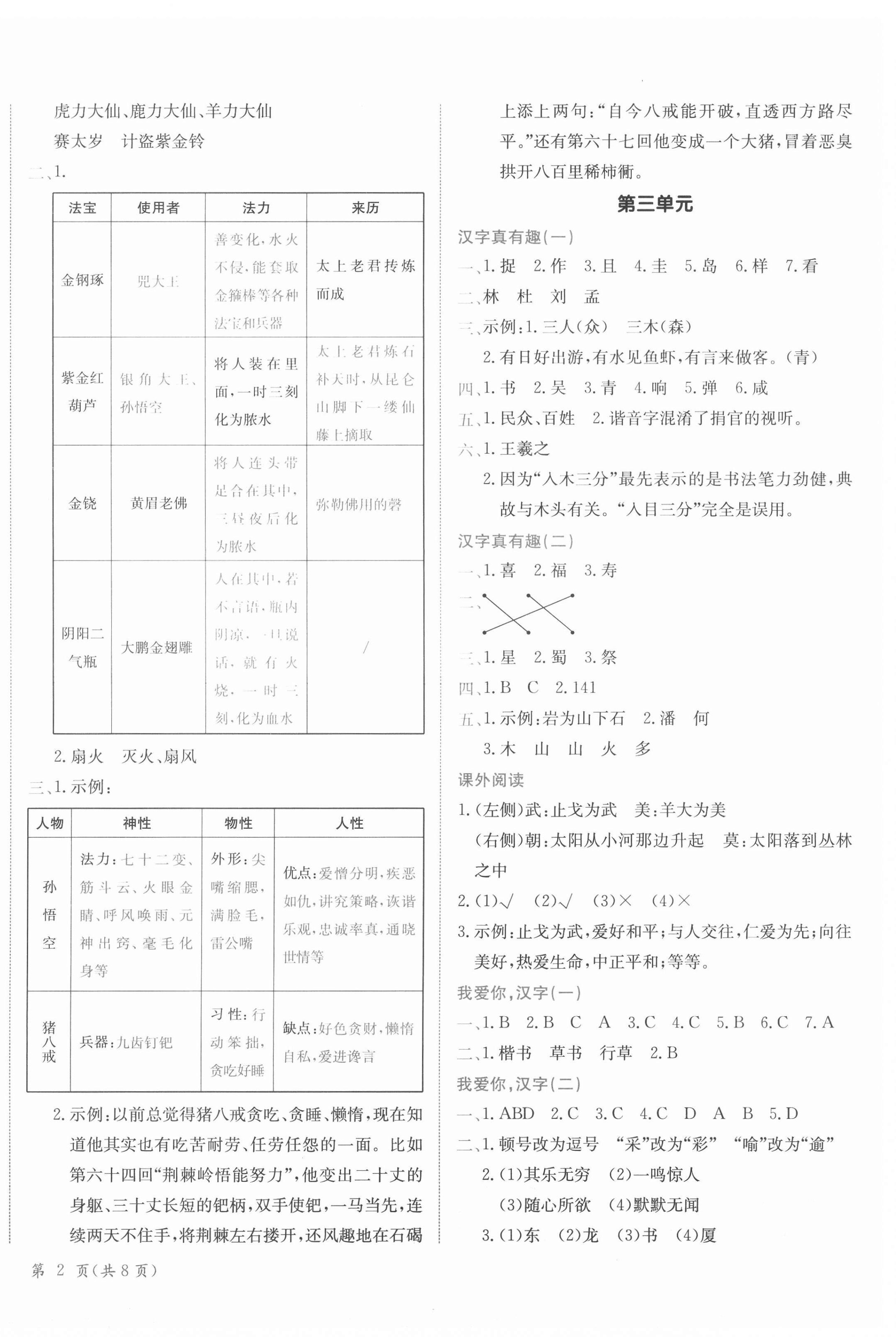 2022年黄冈小状元作业本五年级语文下册人教版广东专版 参考答案第4页