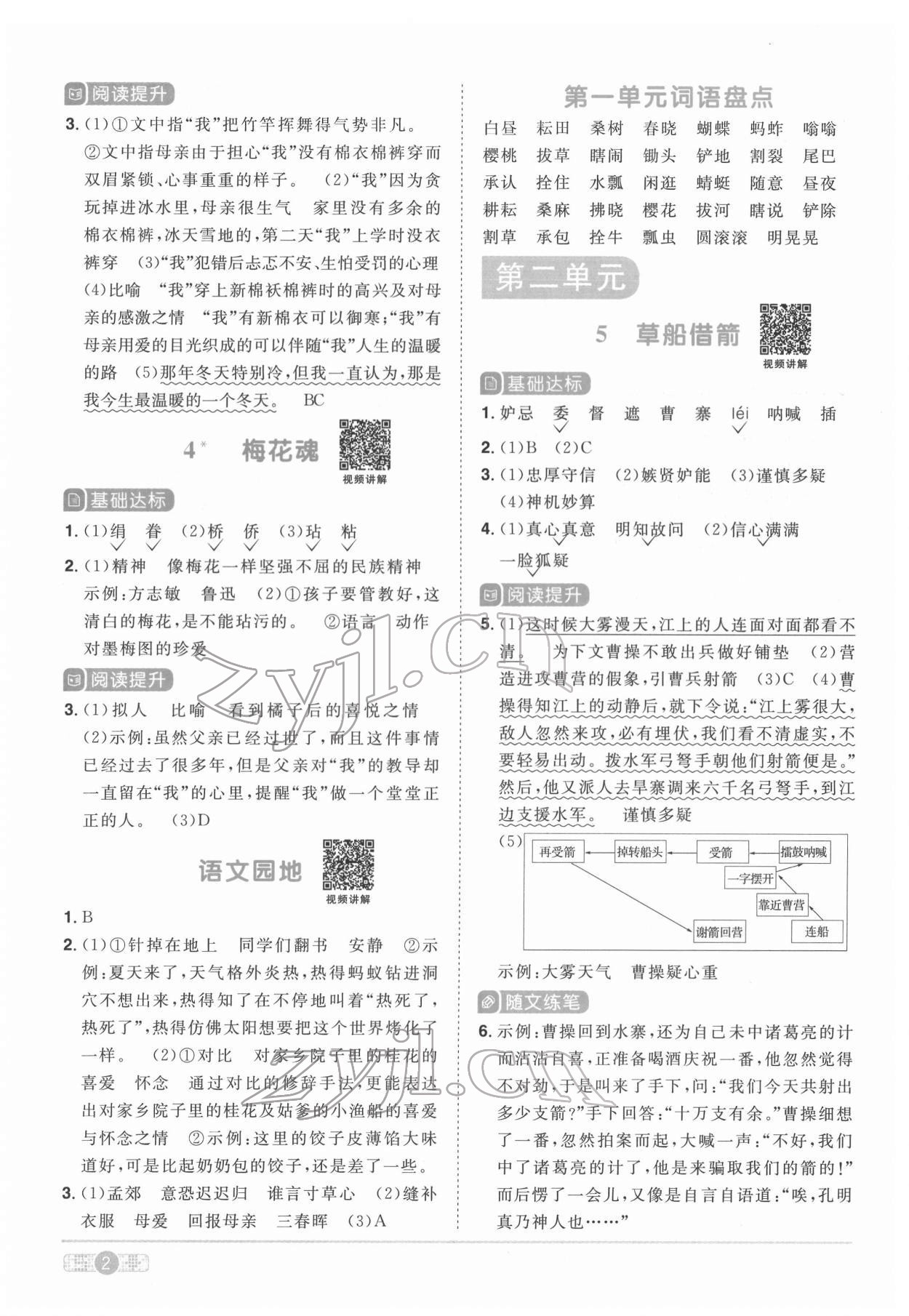 2022年陽光同學(xué)課時達(dá)標(biāo)訓(xùn)練五年級語文下冊人教版浙江專版 第2頁