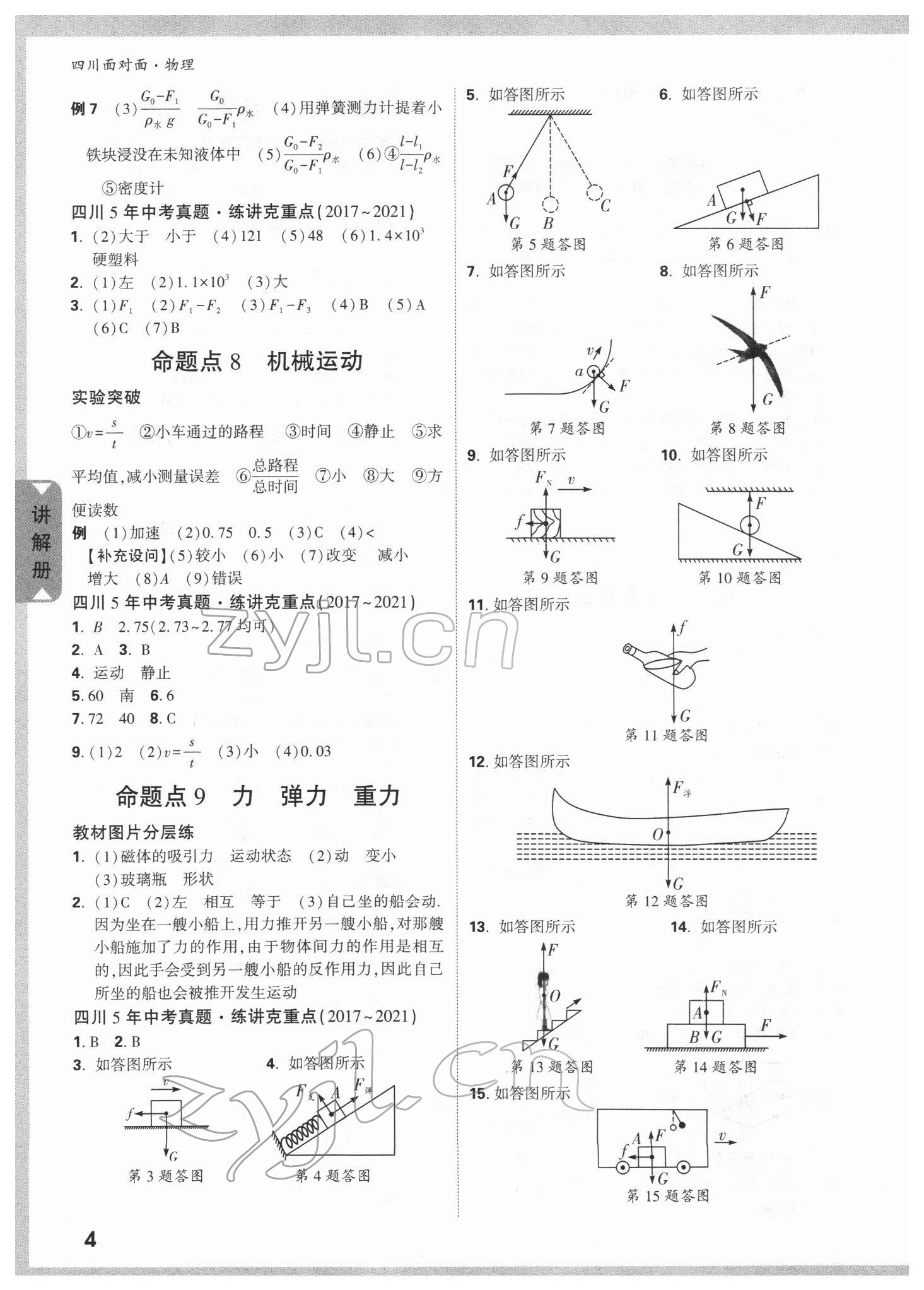 2022年中考面对面物理人教版四川专版 参考答案第3页