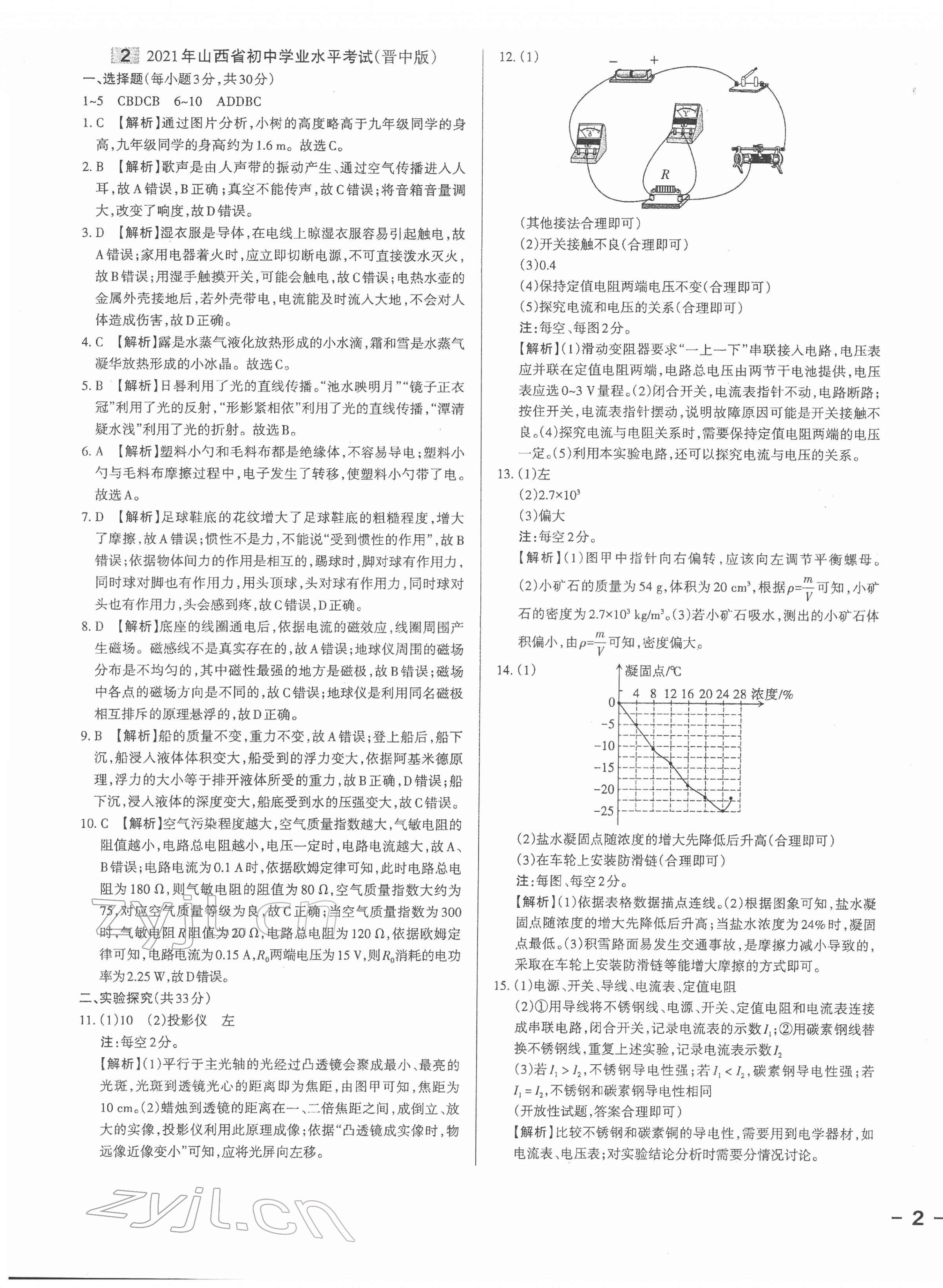 2022年權(quán)威試卷匯編物理山西專版 第3頁