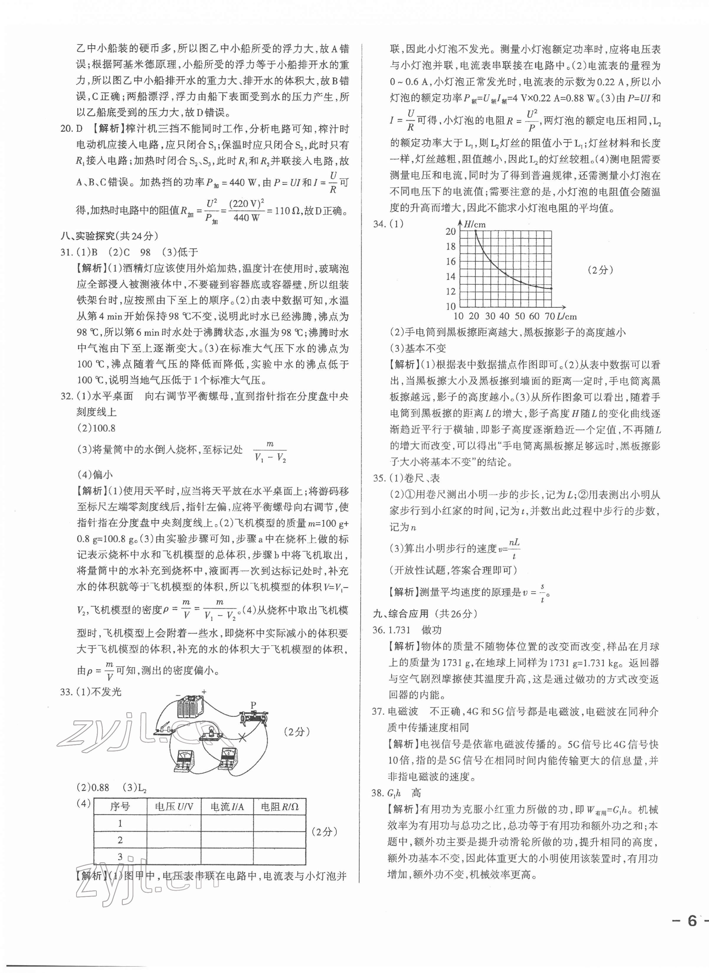 2022年權(quán)威試卷匯編物理山西專版 第11頁