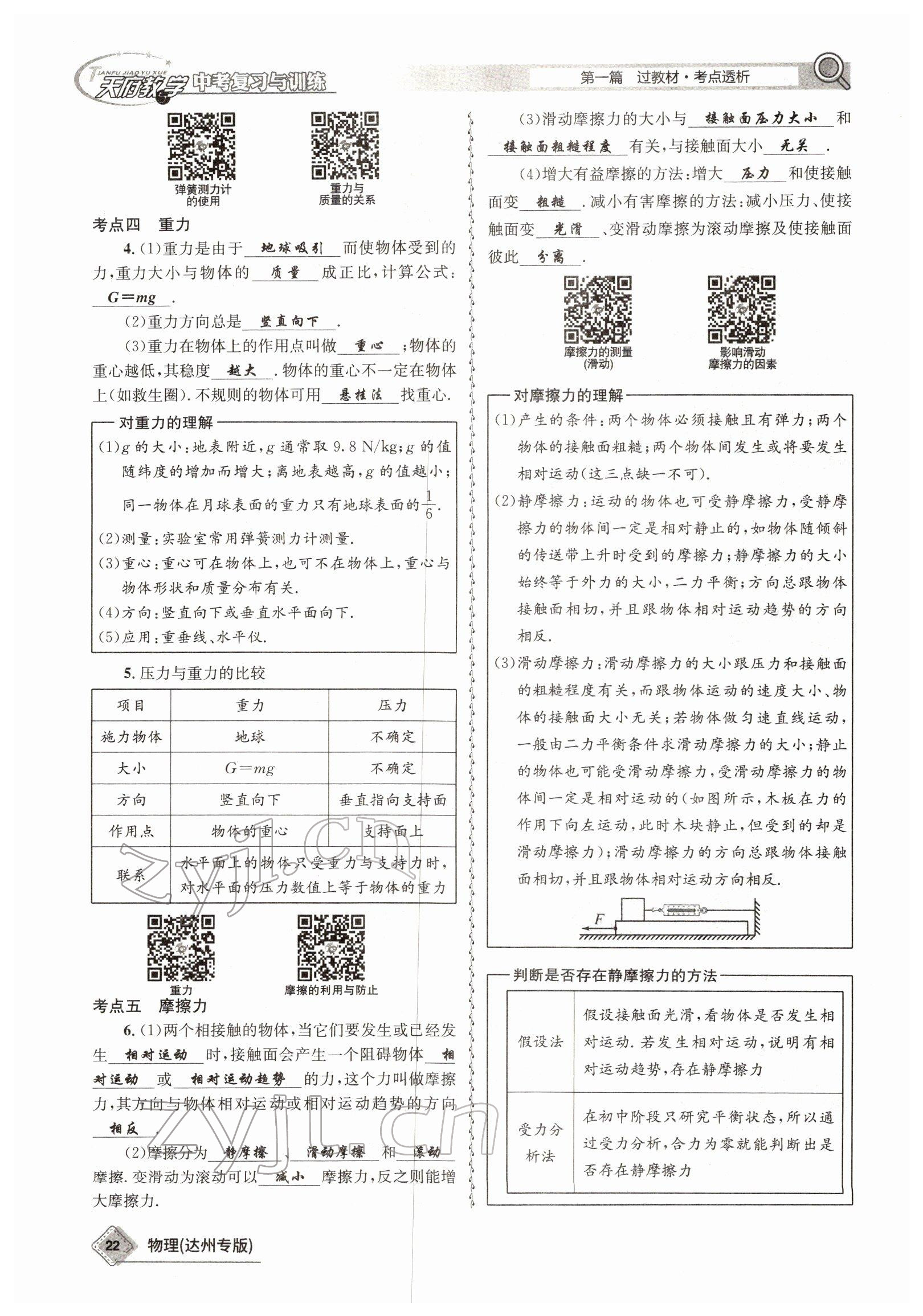 2022年天府教與學(xué)中考復(fù)習(xí)與訓(xùn)練物理達(dá)州專版 參考答案第14頁(yè)