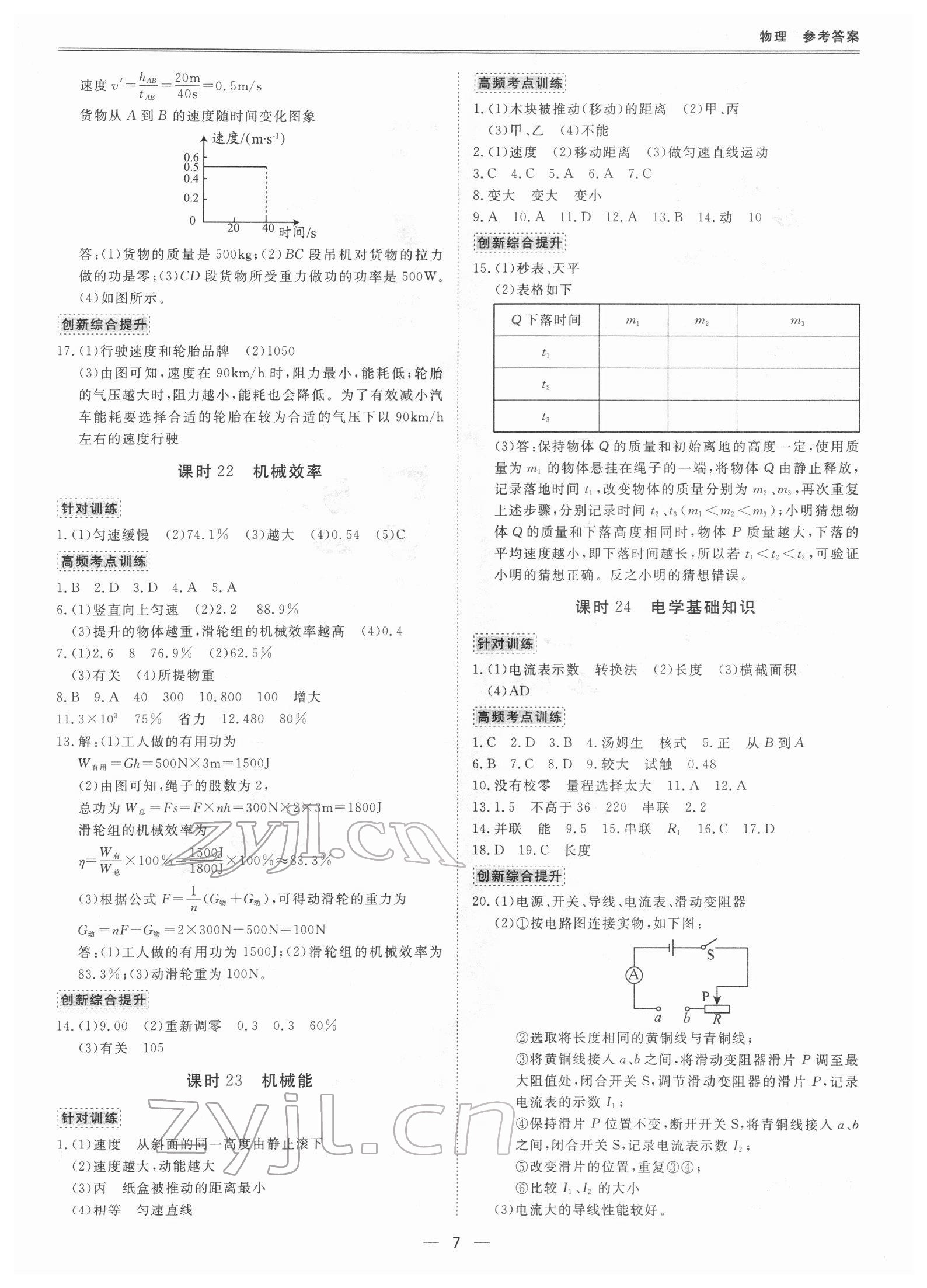 2022年新课标中考宝典物理广东专版 参考答案第6页