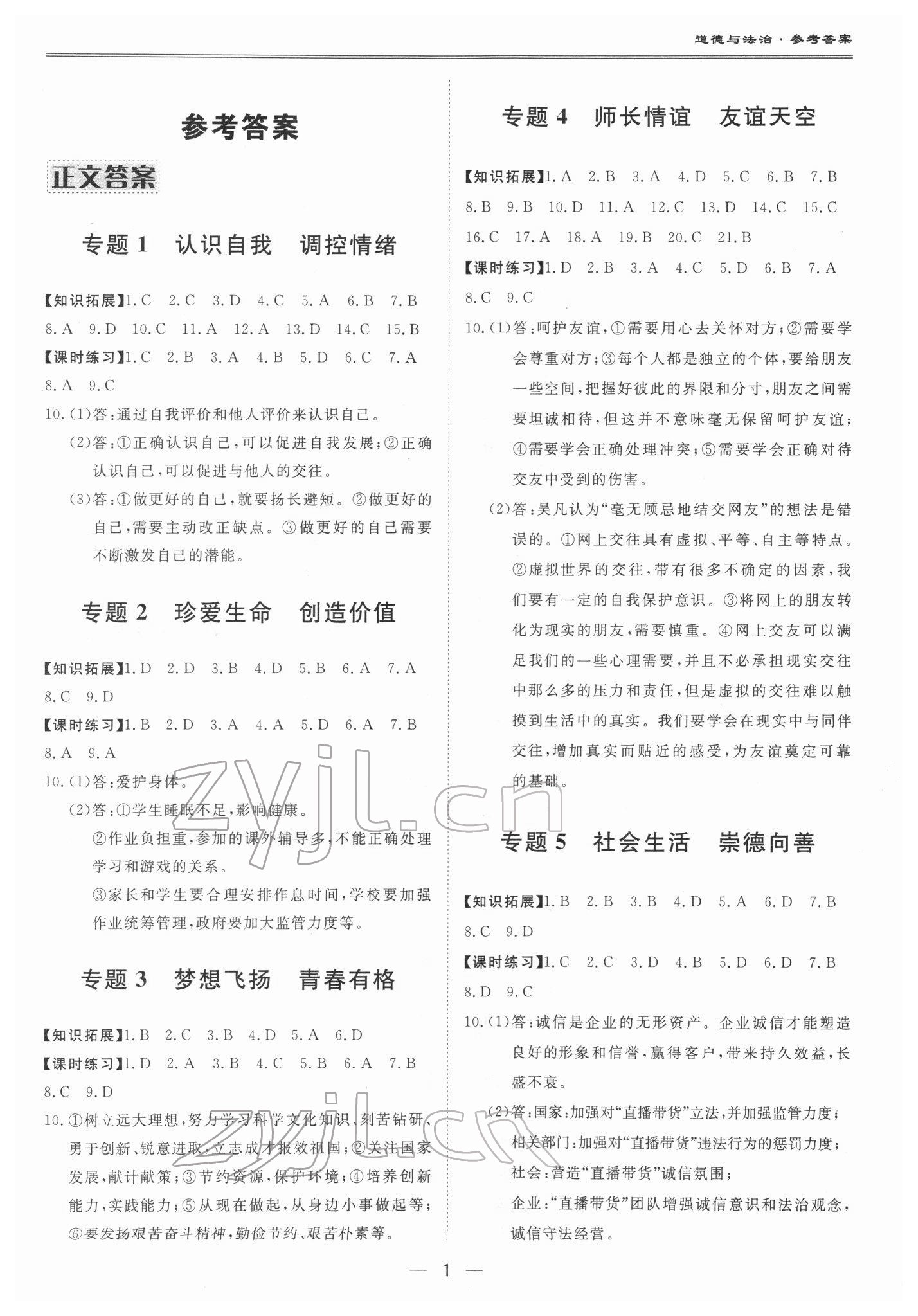 2022年新課標(biāo)中考寶典道德與法治廣東專版 第1頁(yè)