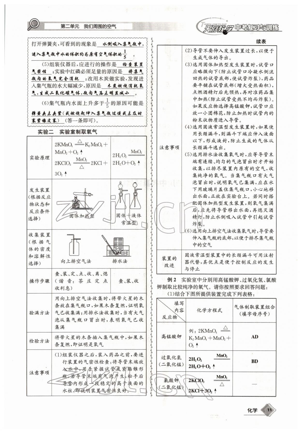 2022年天府教與學中考復習與訓練化學四川專版 參考答案第11頁