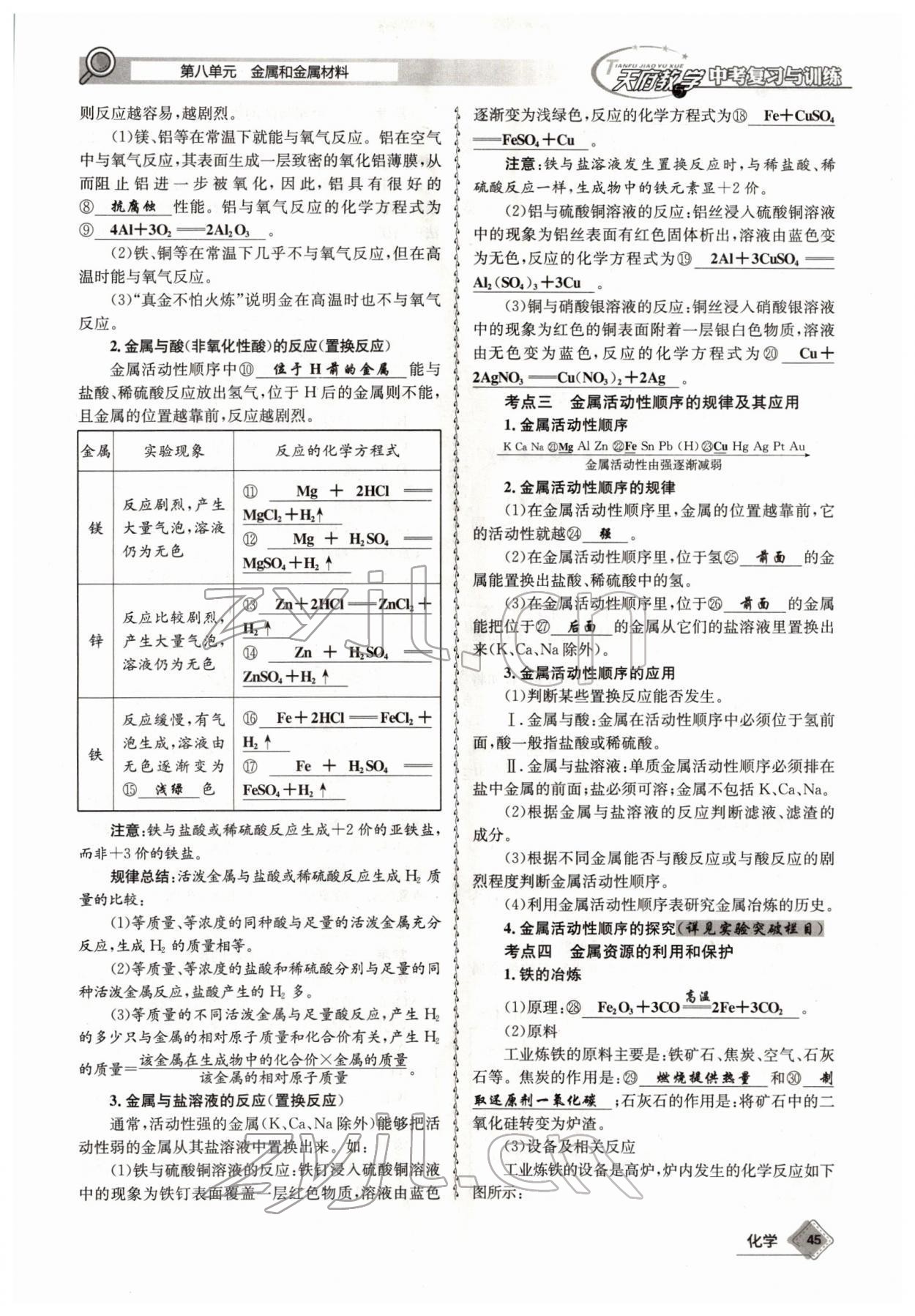 2022年天府教與學(xué)中考復(fù)習(xí)與訓(xùn)練化學(xué)四川專(zhuān)版 參考答案第45頁(yè)