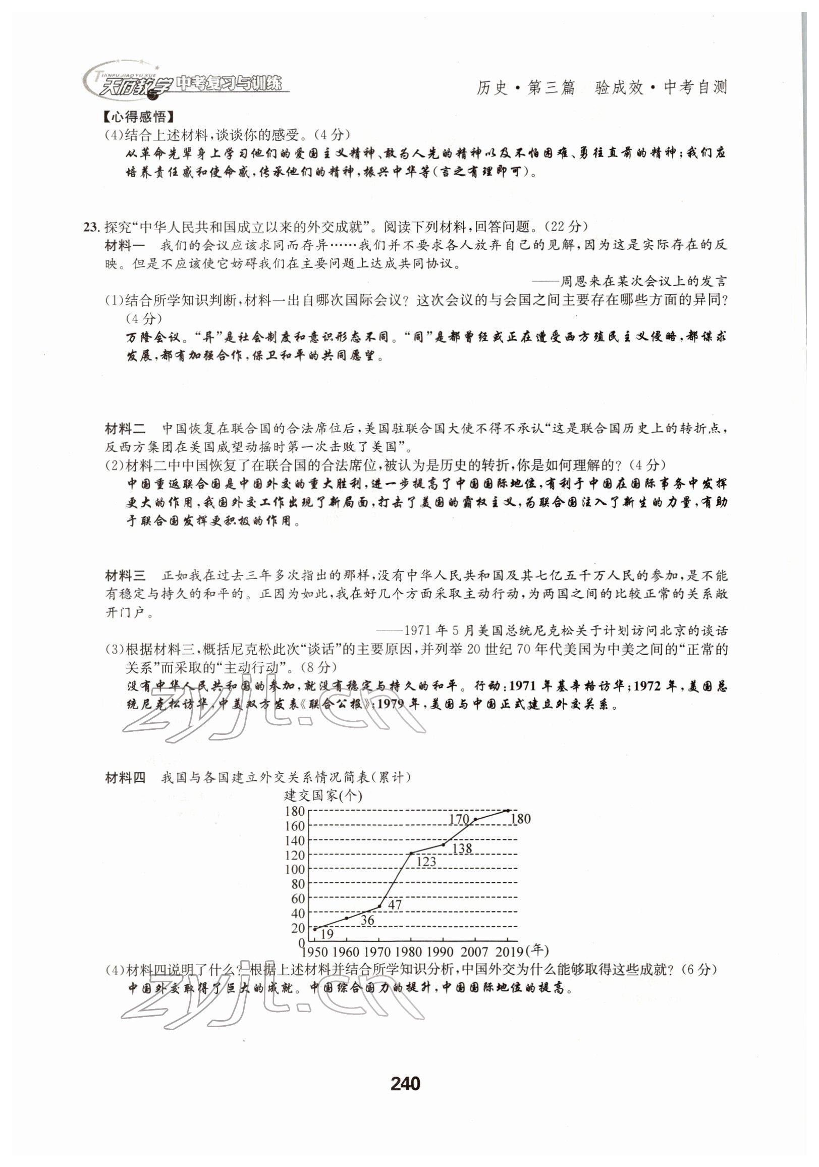 2022年天府教与学中考复习与训练历史四川专版 参考答案第10页