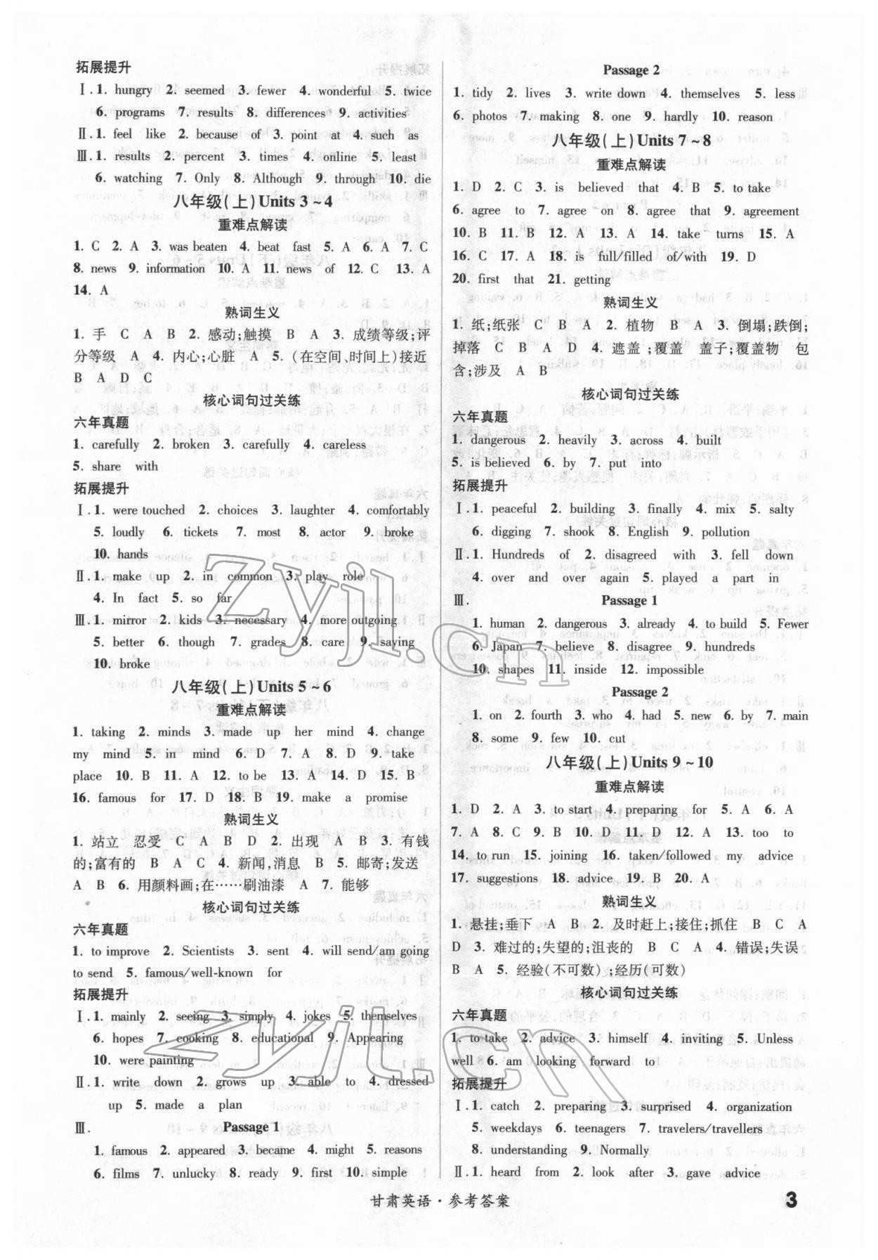 2022年練客中考提優(yōu)方案英語(yǔ)人教版甘肅專版 第3頁(yè)