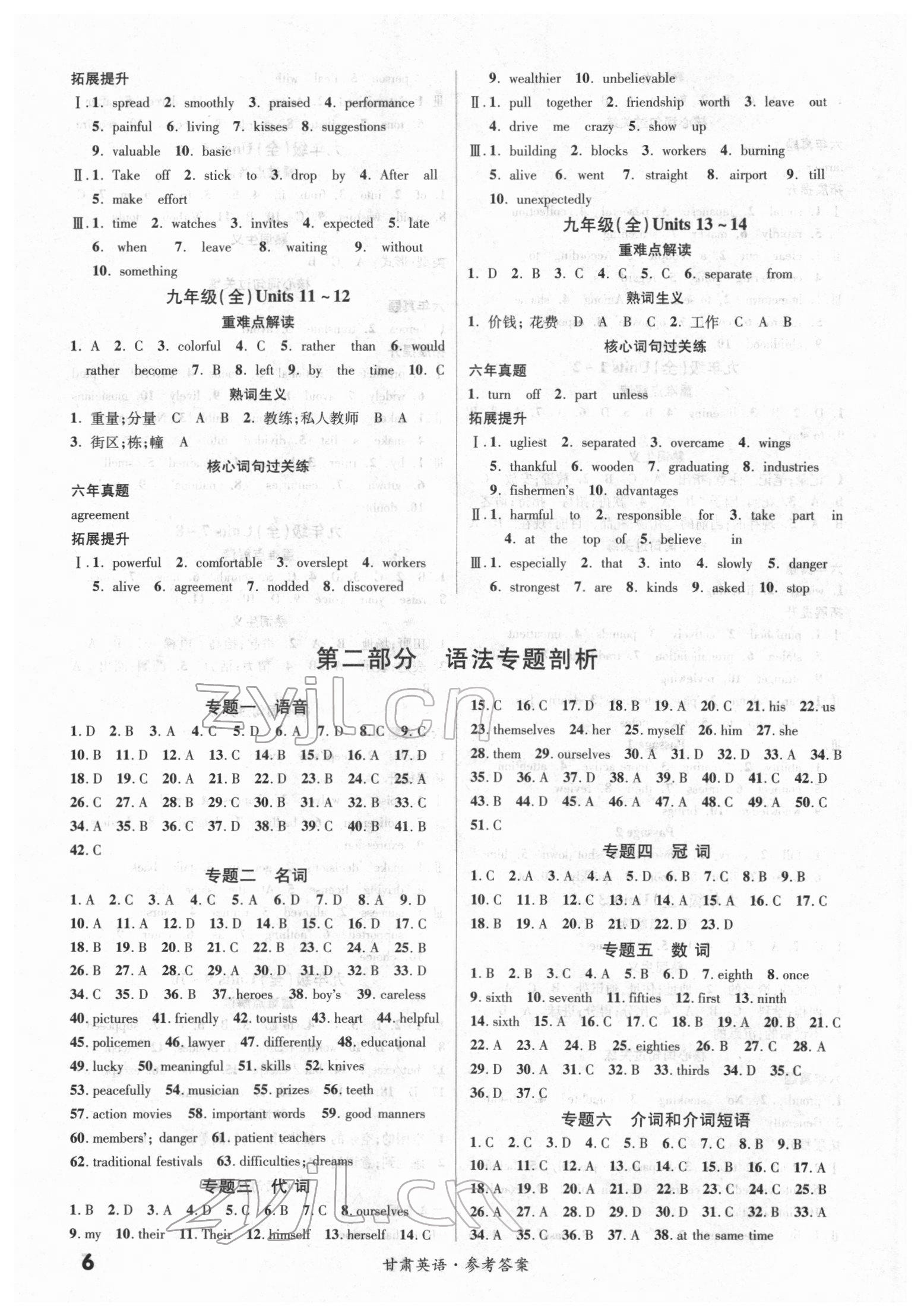 2022年練客中考提優(yōu)方案英語人教版甘肅專版 第6頁
