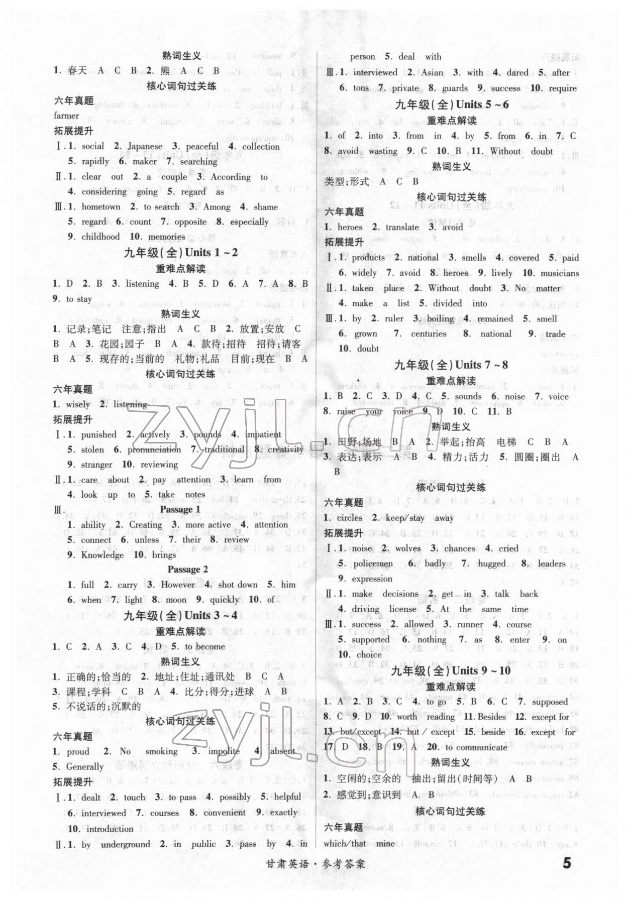 2022年練客中考提優(yōu)方案英語(yǔ)人教版甘肅專版 第5頁(yè)