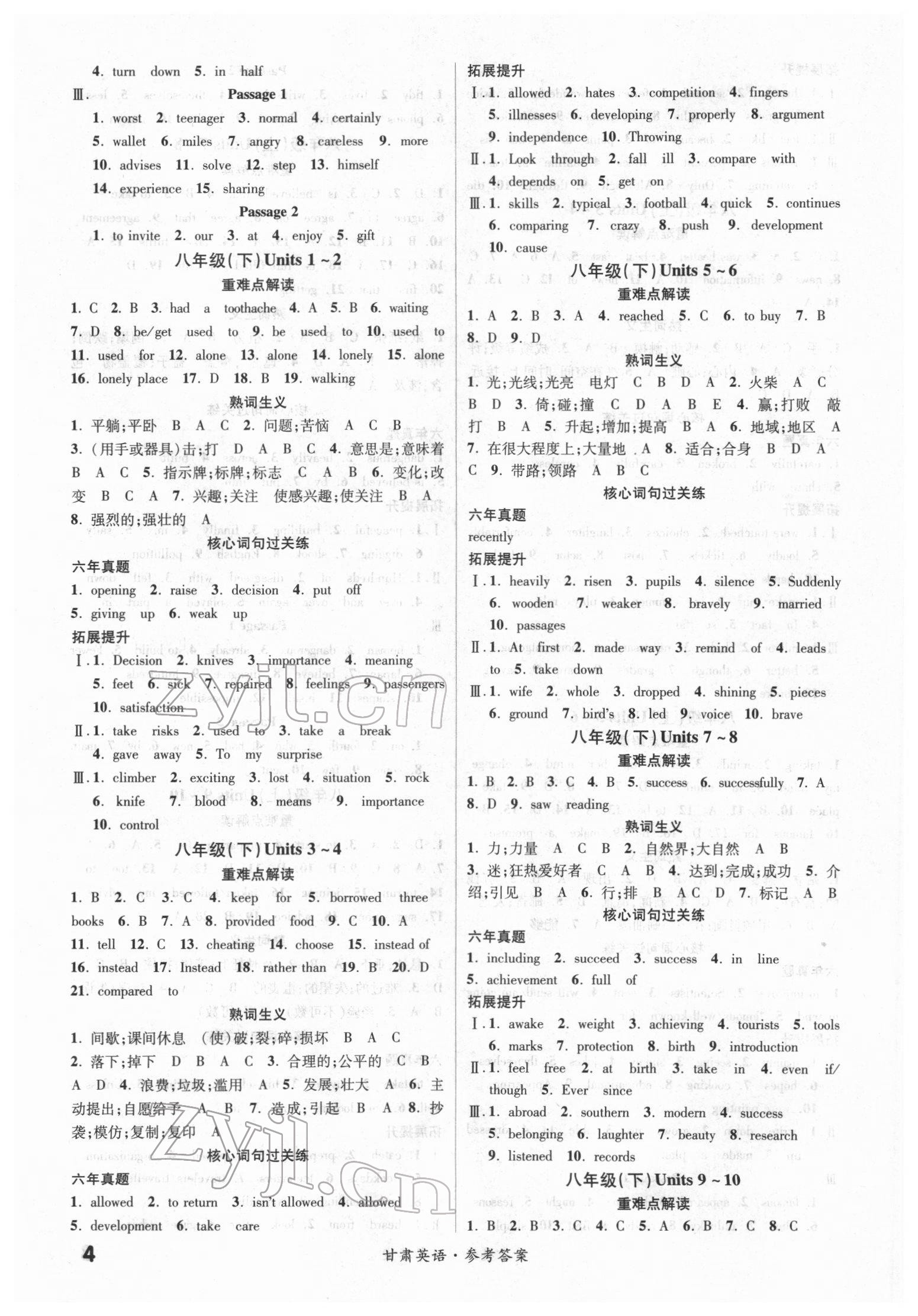 2022年練客中考提優(yōu)方案英語人教版甘肅專版 第4頁