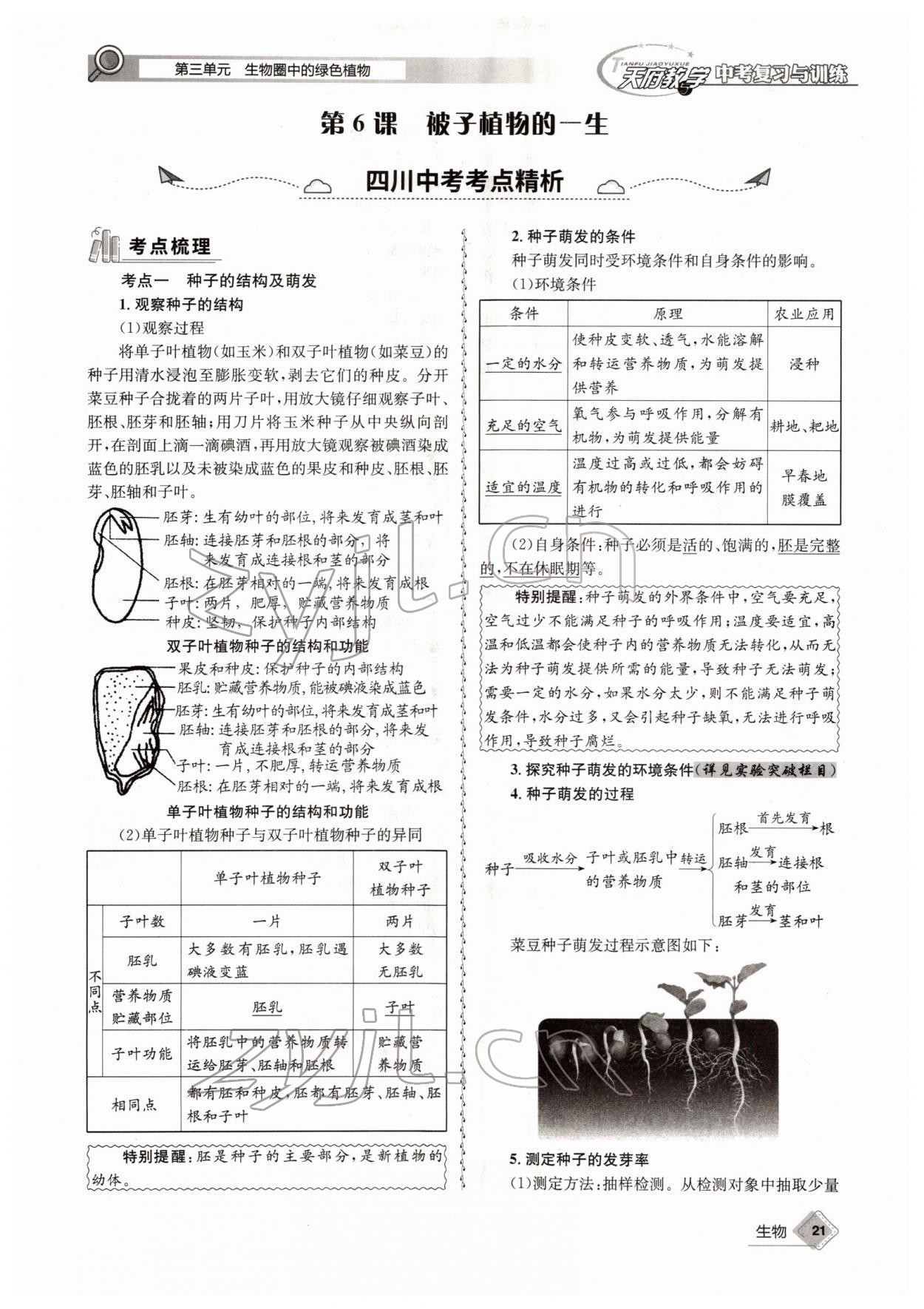 2022年天府教與學(xué)中考復(fù)習(xí)與訓(xùn)練生物四川專版 參考答案第21頁