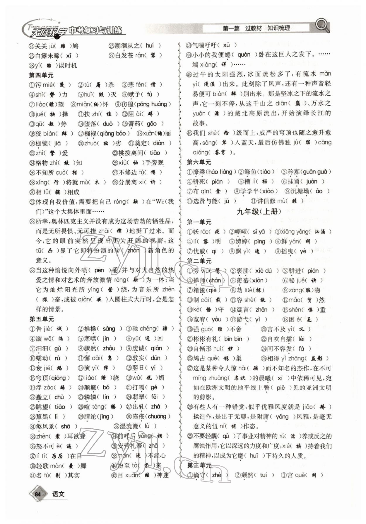 2022年天府教與學(xué)中考復(fù)習(xí)與訓(xùn)練語文四川專版 參考答案第83頁