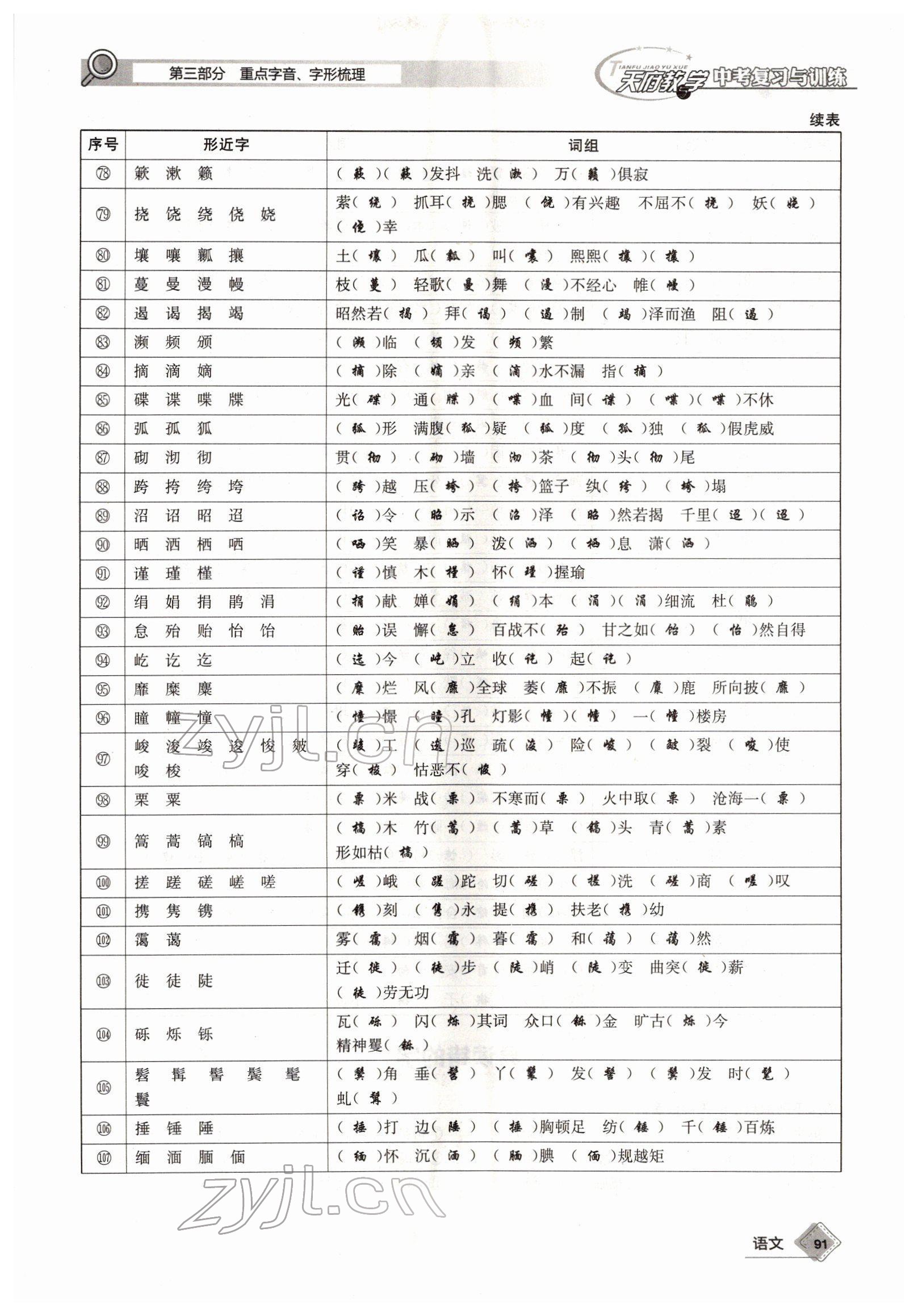 2022年天府教與學(xué)中考復(fù)習(xí)與訓(xùn)練語文四川專版 參考答案第90頁