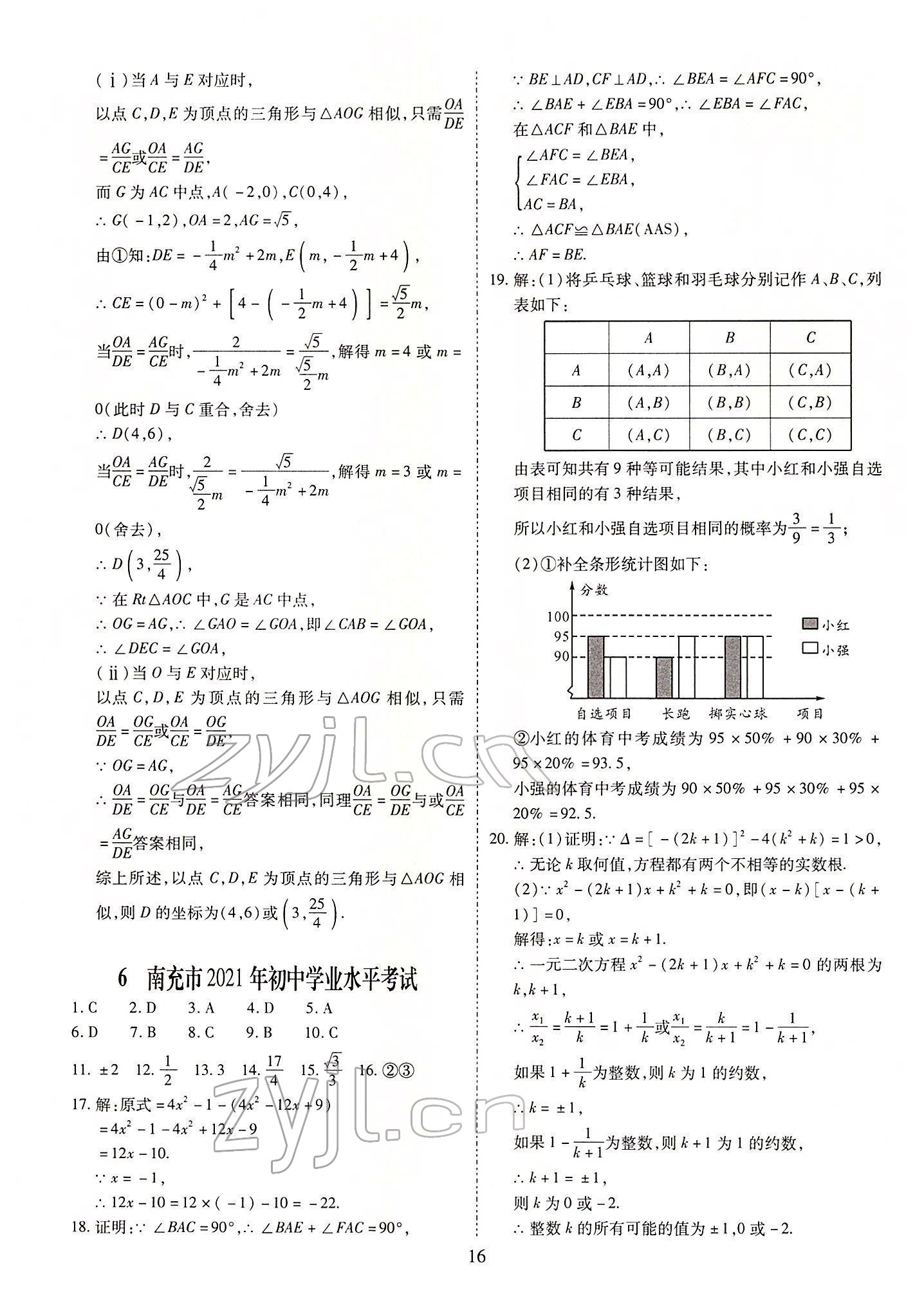 2022年中考金卷中考試題精編數(shù)學(xué)成都專(zhuān)版 參考答案第16頁(yè)