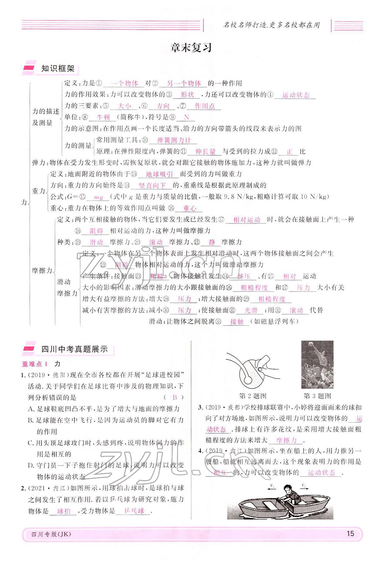 2022年名校课堂八年级物理下册教科版四川专版 参考答案第14页