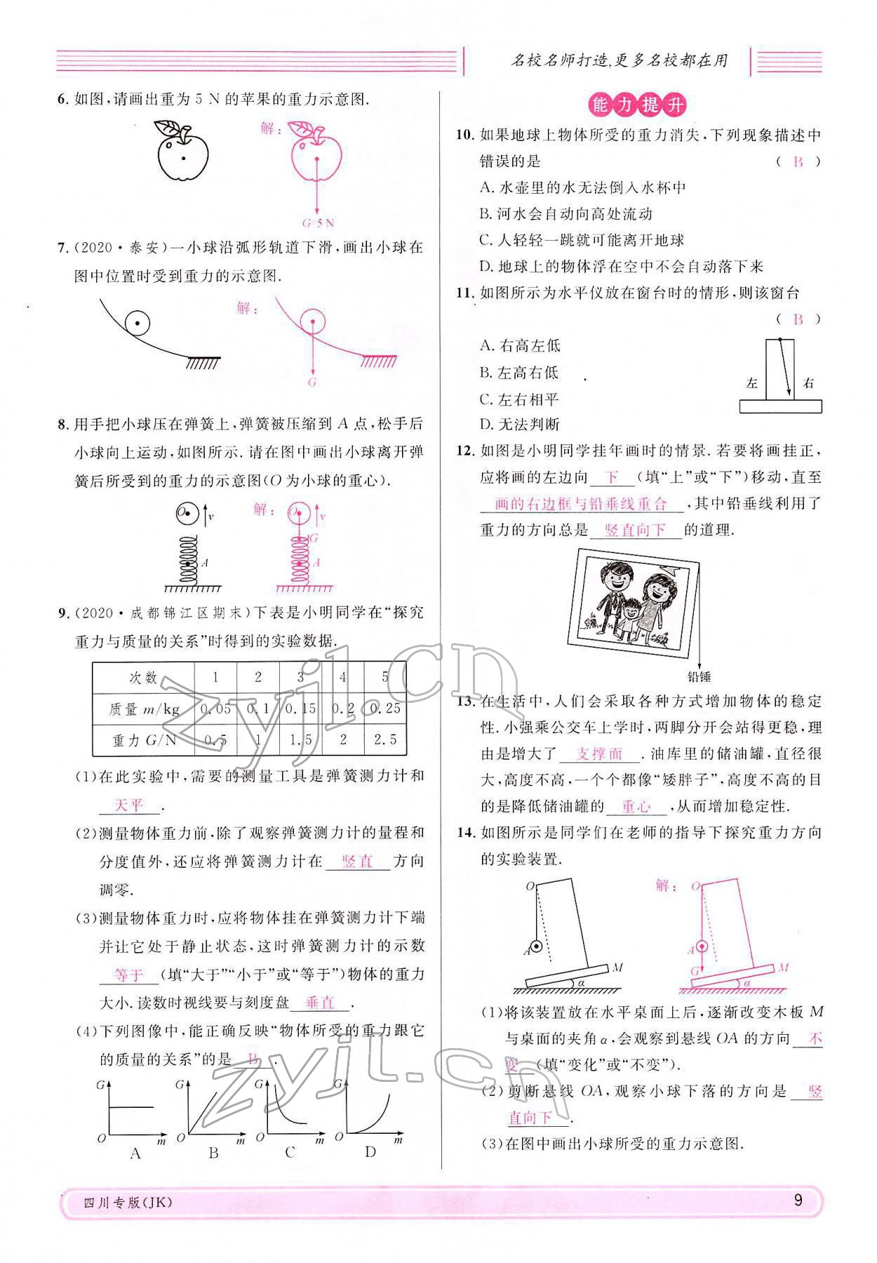 2022年名校課堂八年級(jí)物理下冊(cè)教科版四川專版 參考答案第8頁