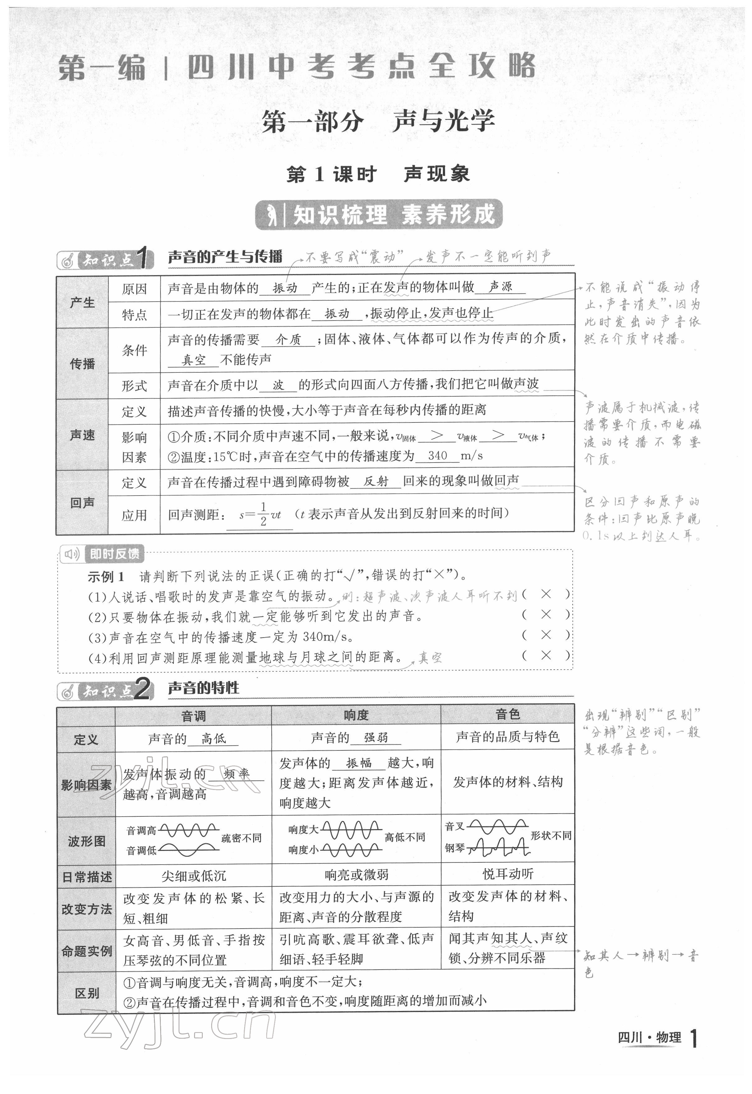 2022年中考2號物理四川專版 參考答案第1頁