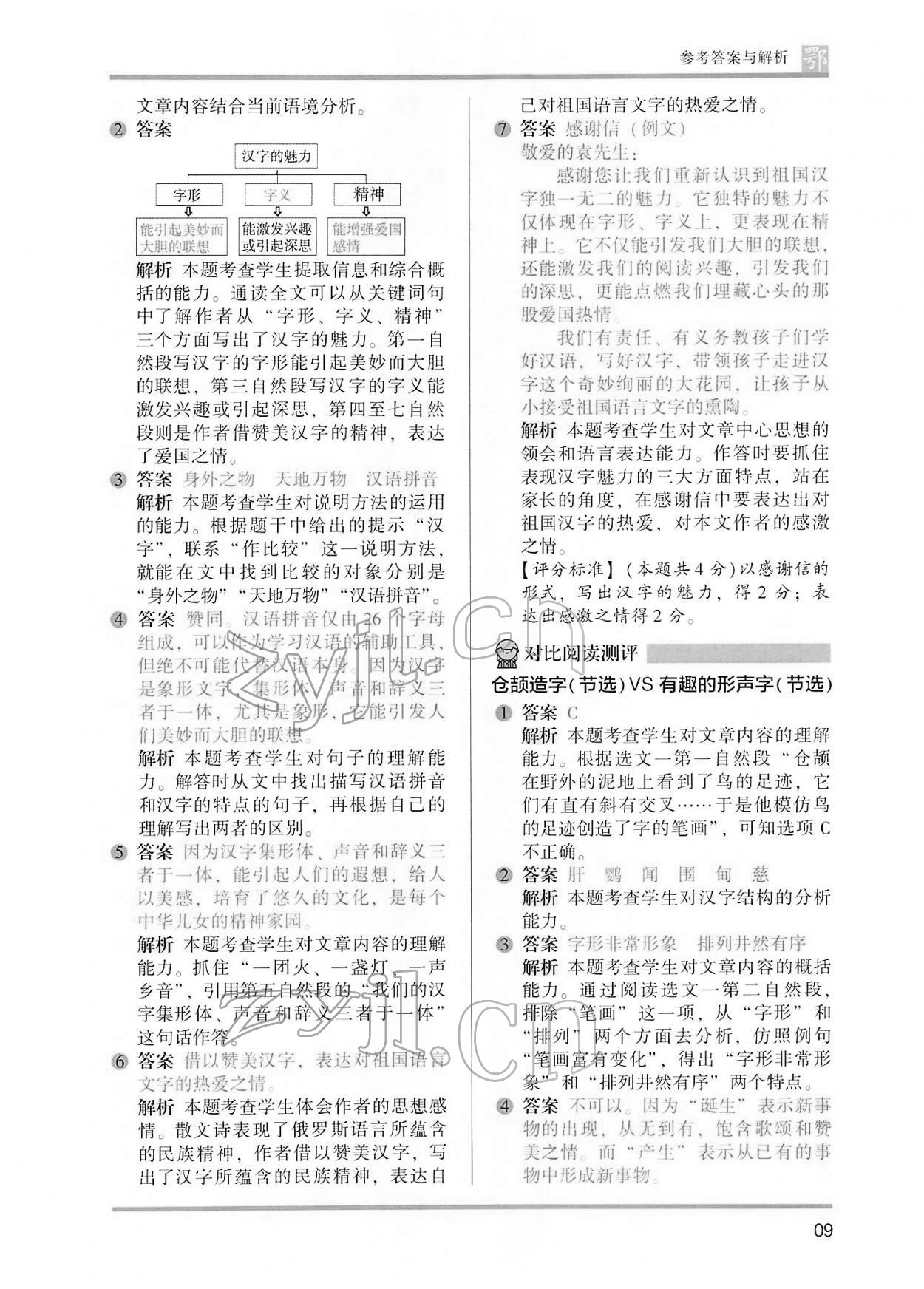 2022年木頭馬閱讀力測(cè)評(píng)五年級(jí)語(yǔ)文B版大武漢專版&nbsp;參考答案第9頁(yè)