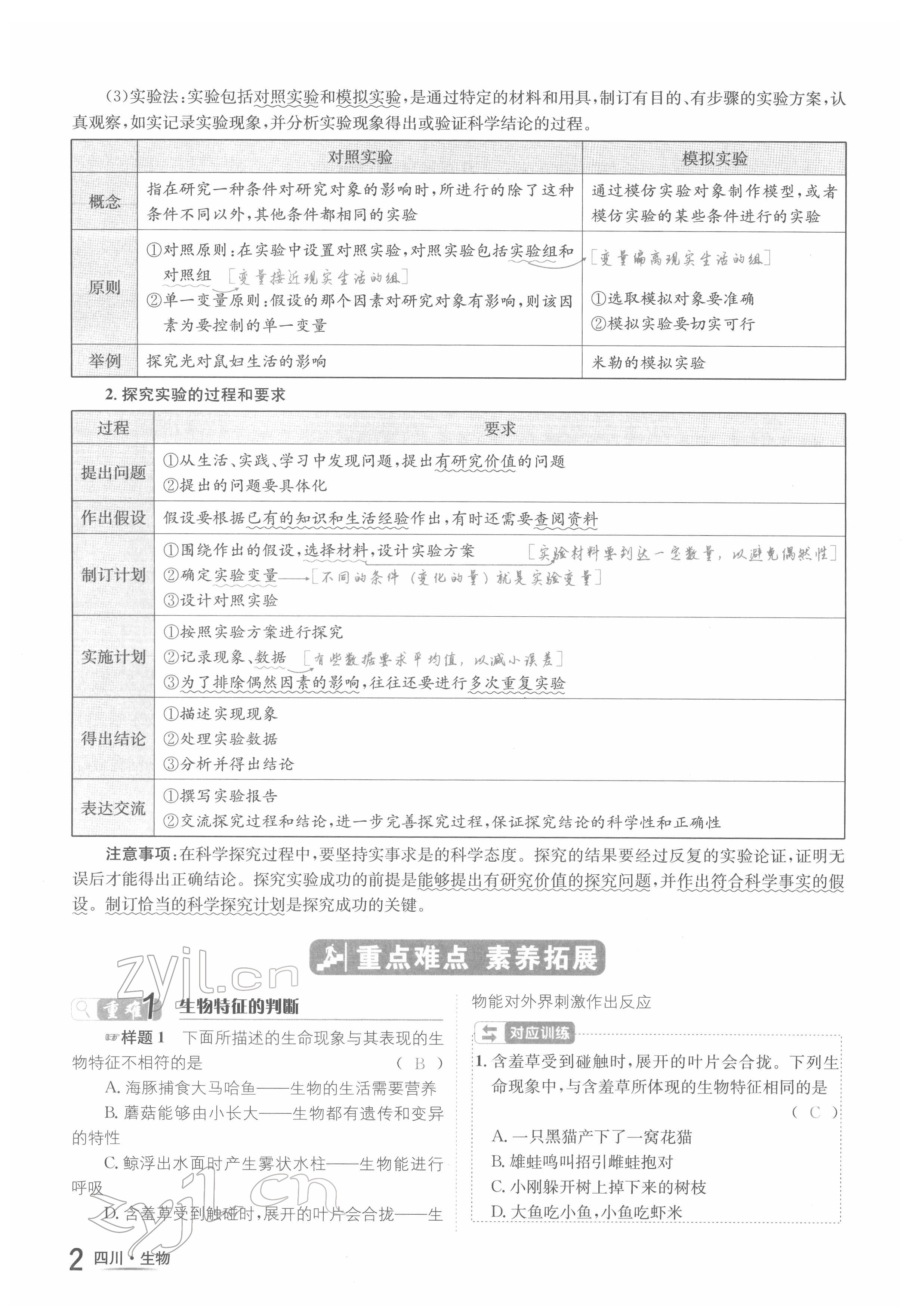 2022年中考2号生物四川专版 参考答案第2页