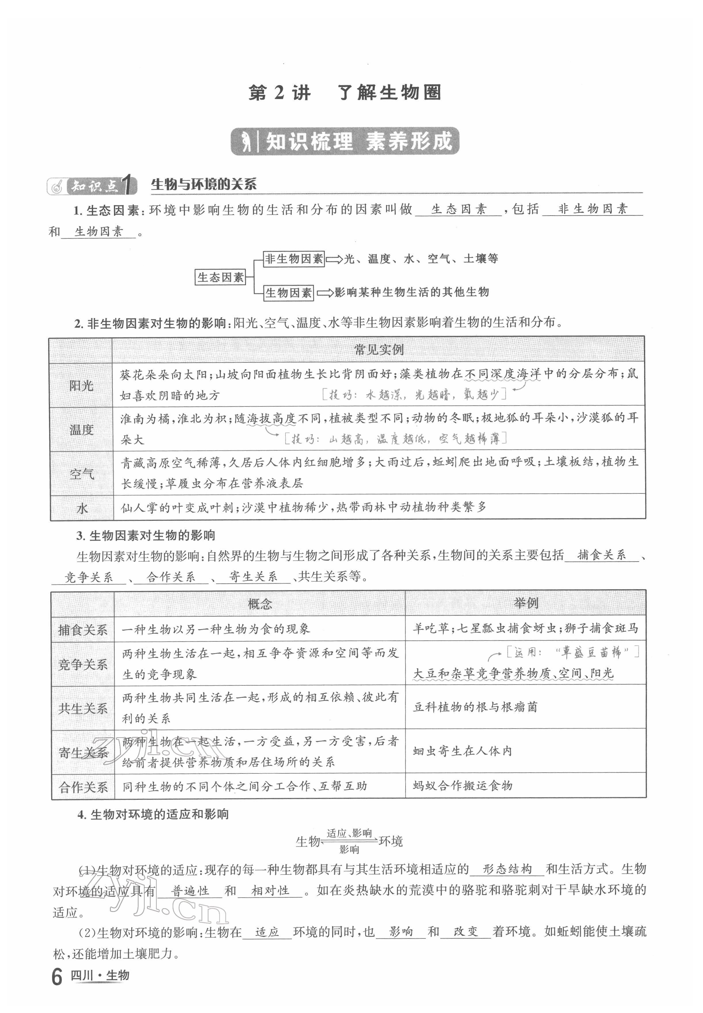 2022年中考2號生物四川專版 參考答案第7頁