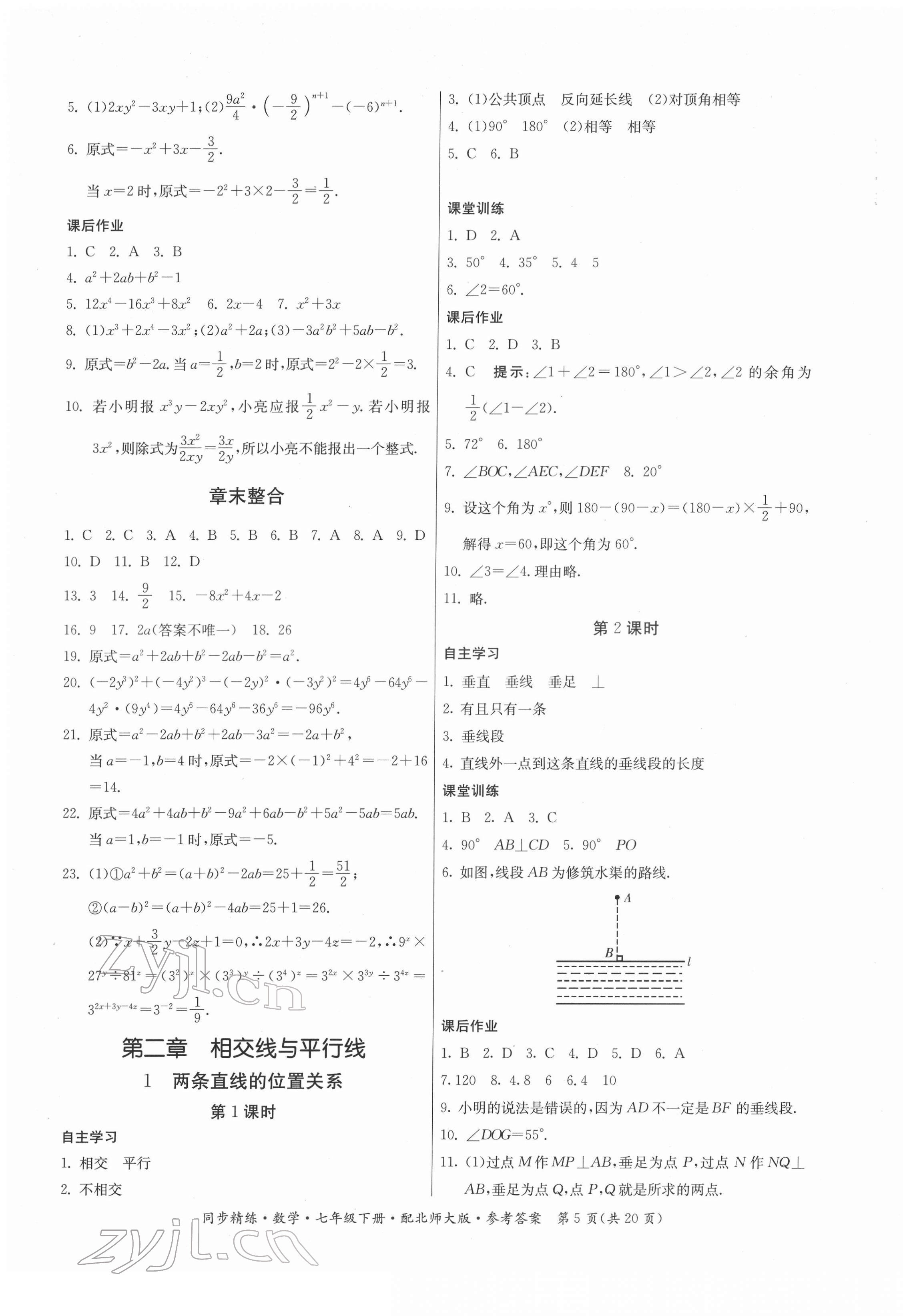 2022年同步精練廣東人民出版社七年級(jí)數(shù)學(xué)下冊(cè)北師大版 第5頁