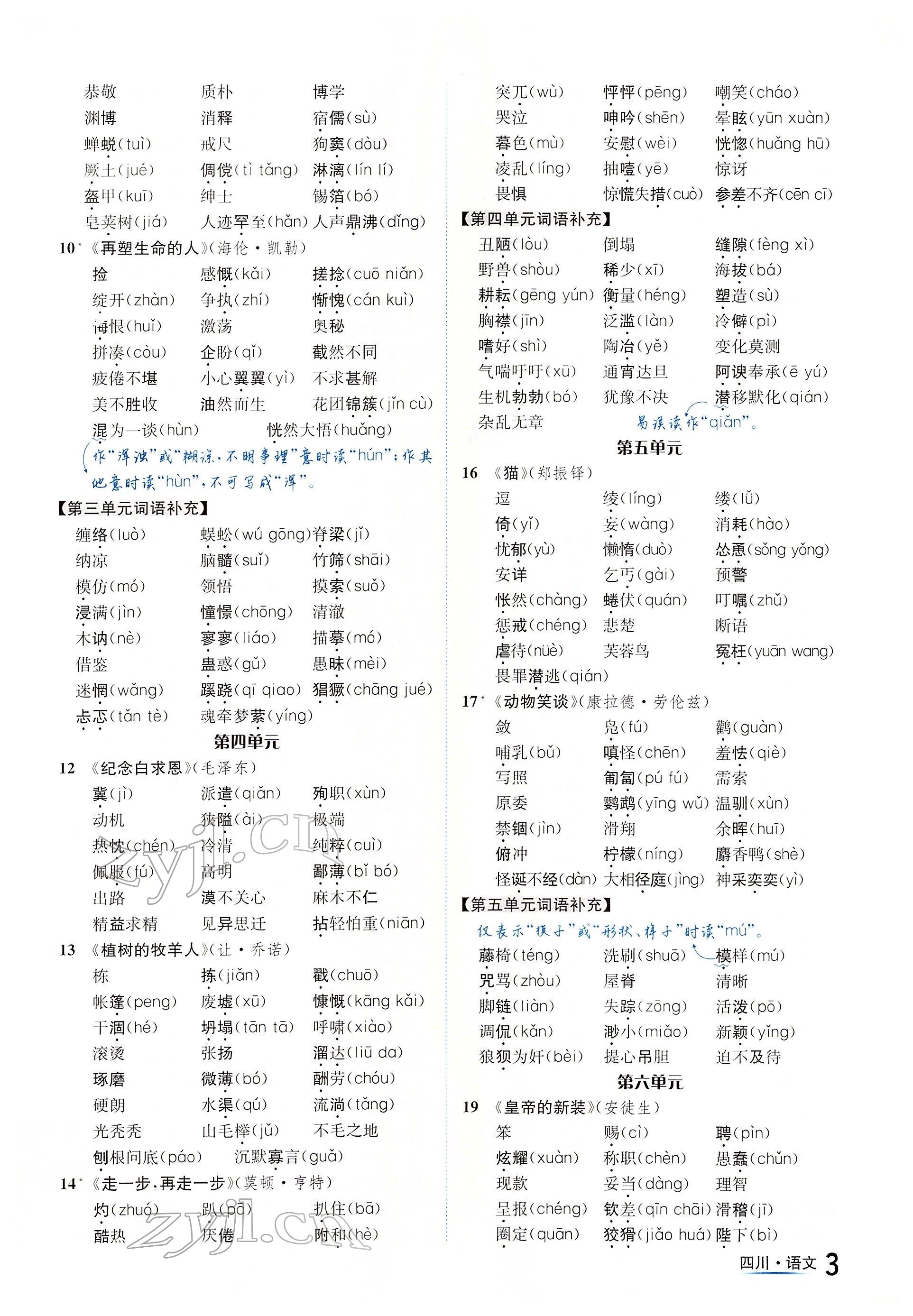 2022年中考2号语文四川专版 参考答案第3页