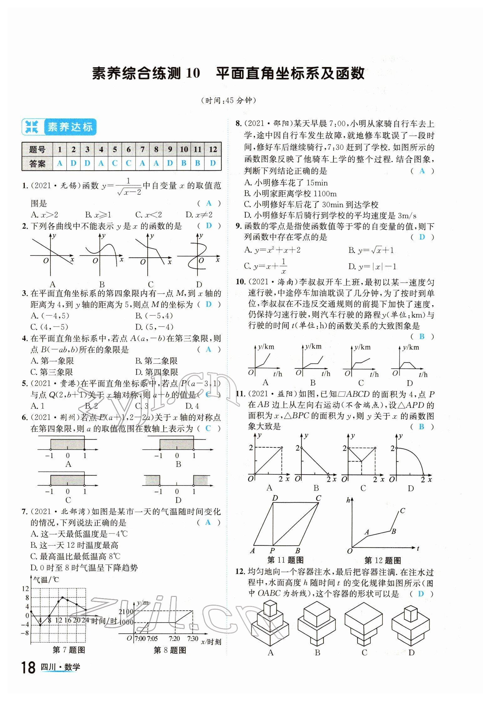 2022年中考2號數(shù)學四川專版 參考答案第18頁