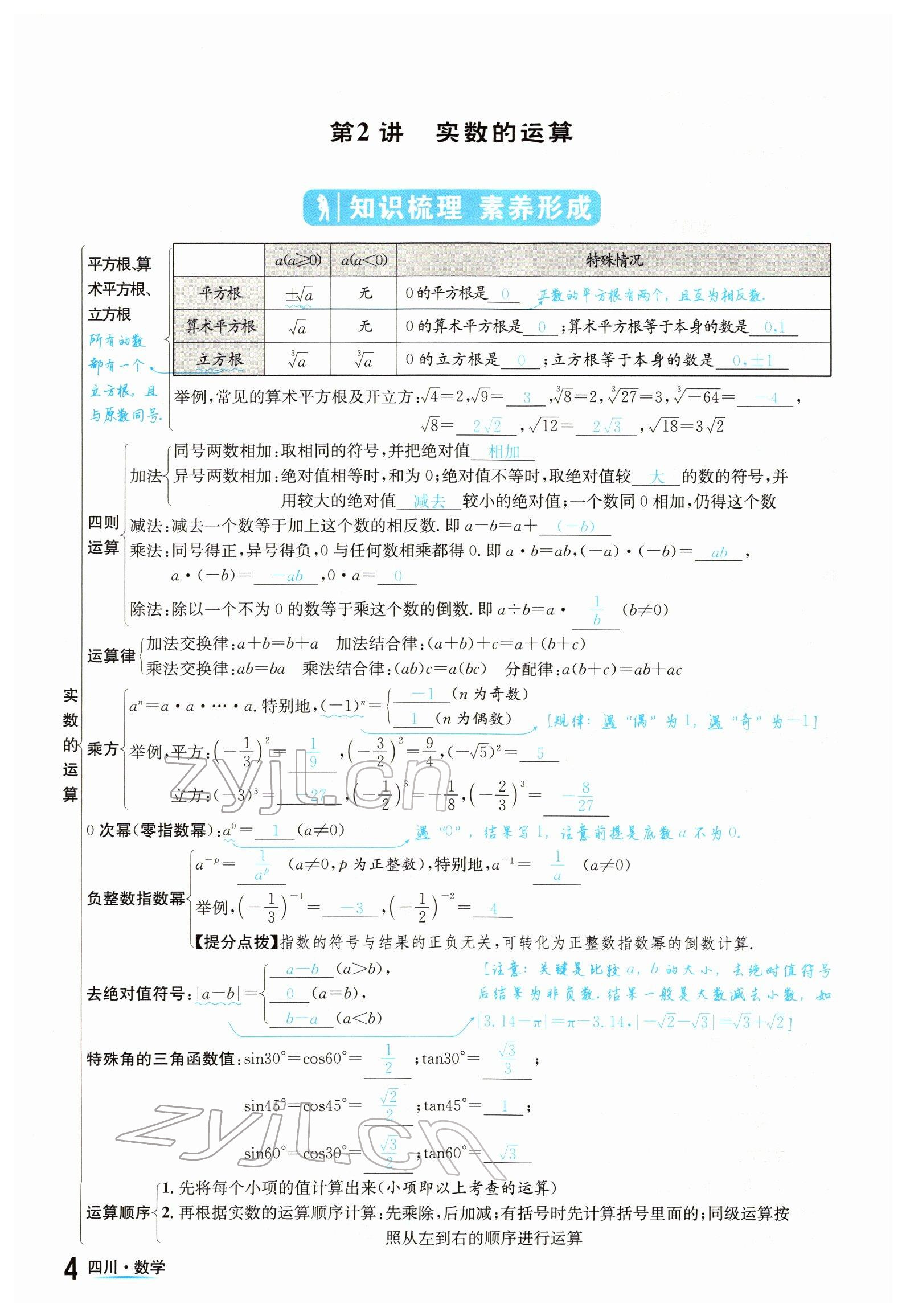 2022年中考2號數(shù)學(xué)四川專版 參考答案第4頁