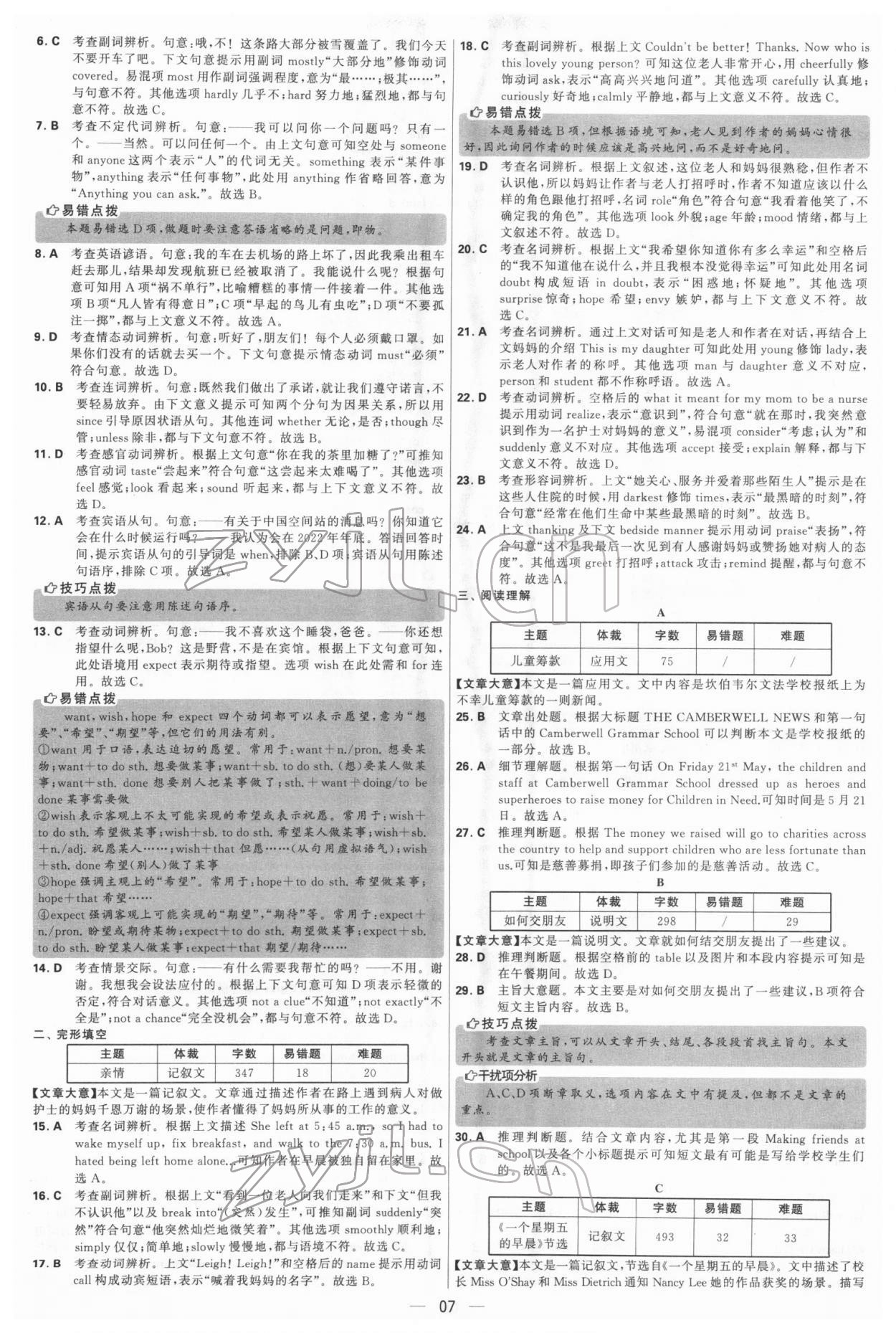 2022年學(xué)霸中考試卷匯編38套英語 參考答案第7頁