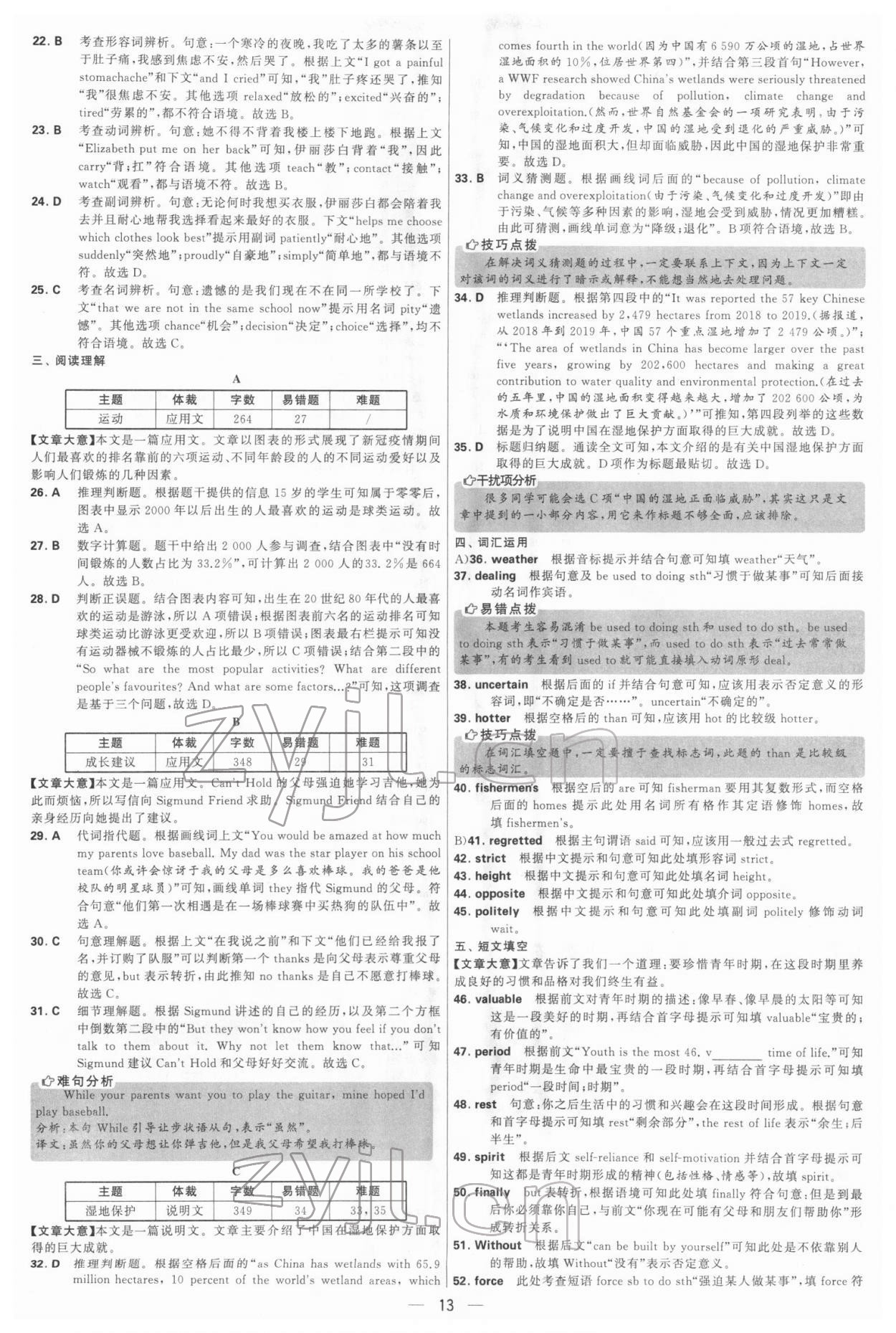 2022年學霸中考試卷匯編38套英語 參考答案第13頁
