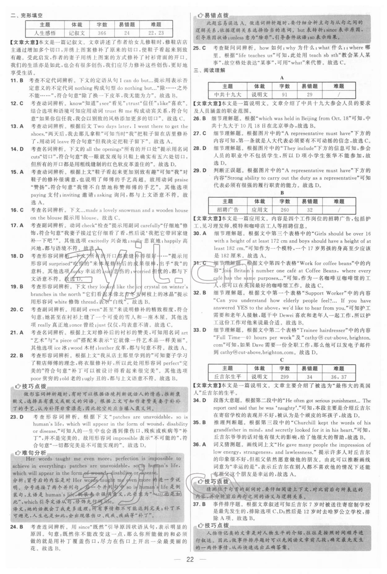 2022年學(xué)霸中考試卷匯編38套英語(yǔ) 參考答案第22頁(yè)
