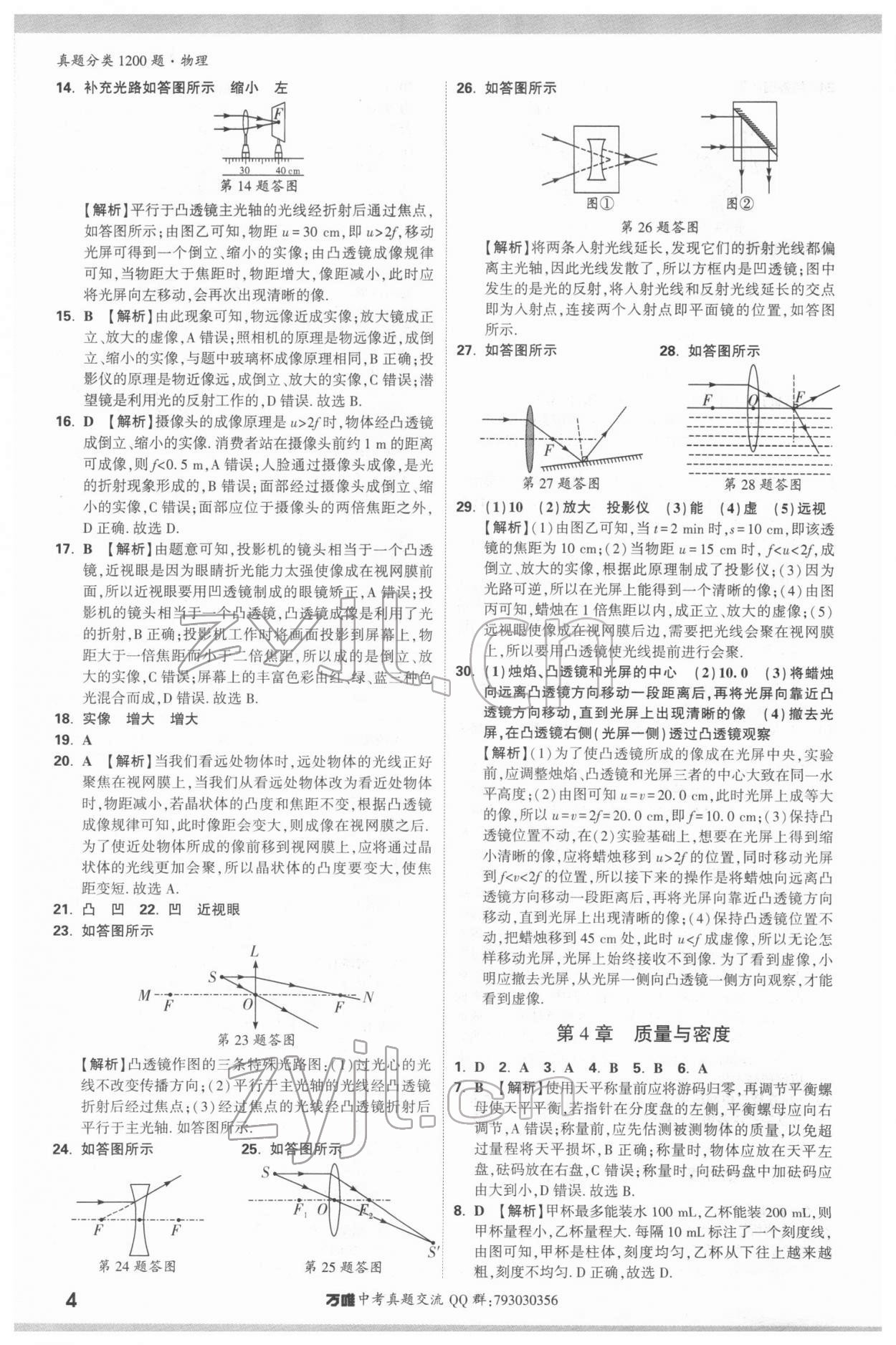2022年萬唯中考真題分類物理&nbsp;參考答案第3頁