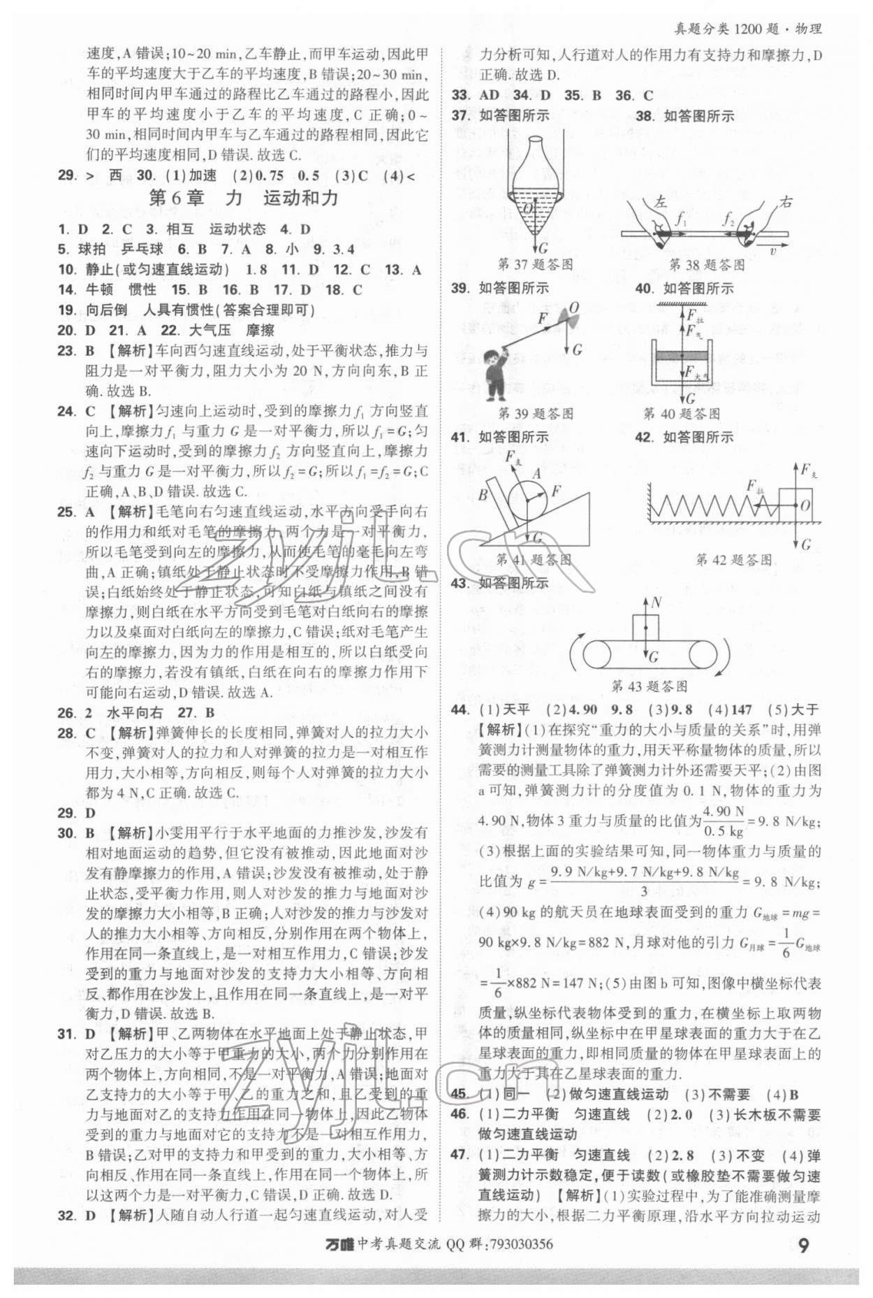 2022年萬唯中考真題分類物理&nbsp;參考答案第8頁