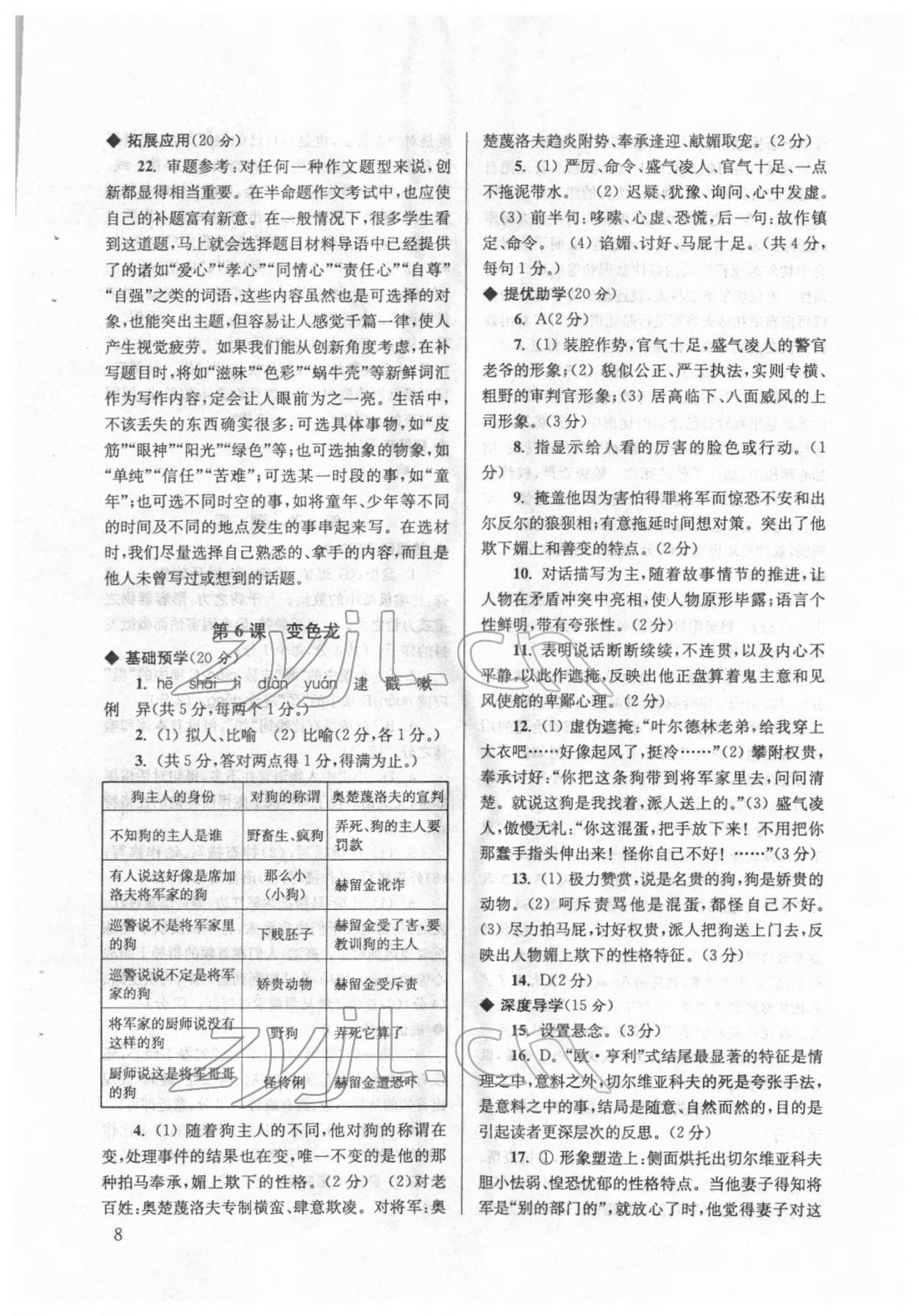 2022年導(dǎo)學(xué)超鏈接九年級(jí)語(yǔ)文下冊(cè)人教版 參考答案第8頁(yè)