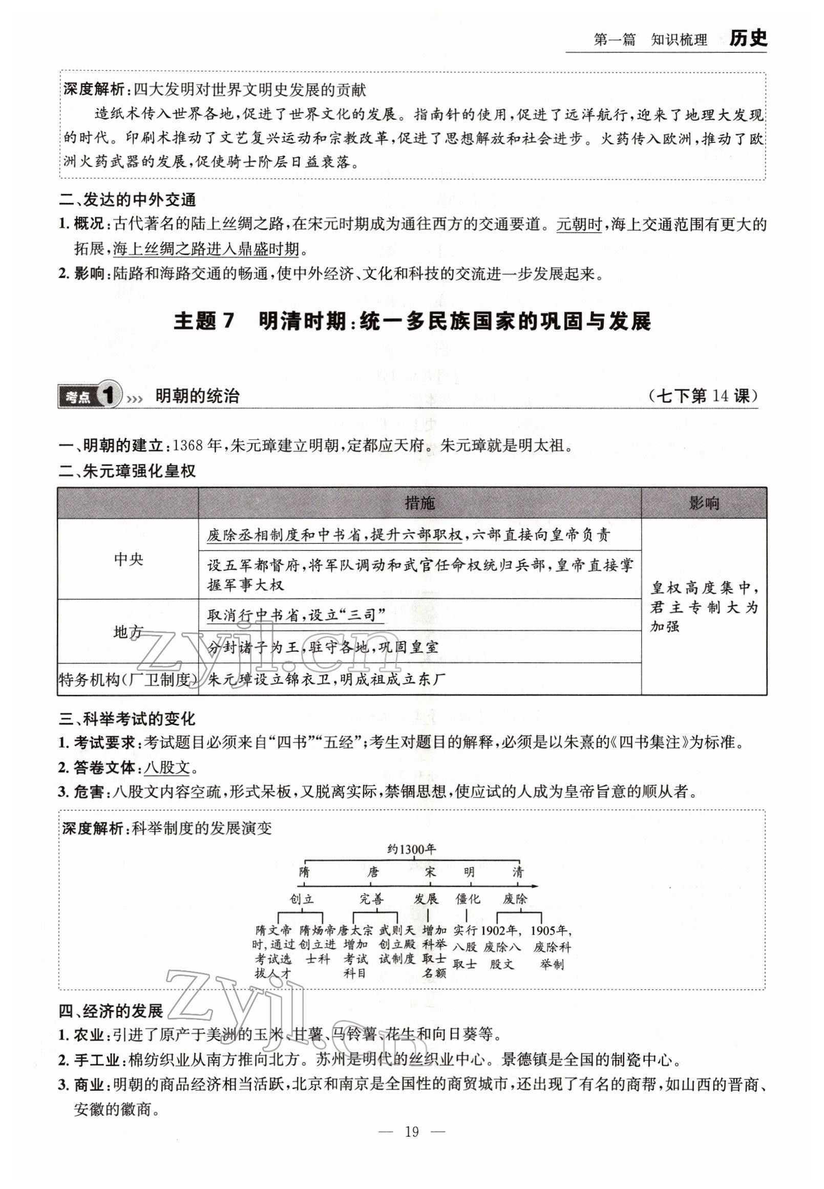 2022年试题突破中考全接触历史四川专版&nbsp;参考答案第19页