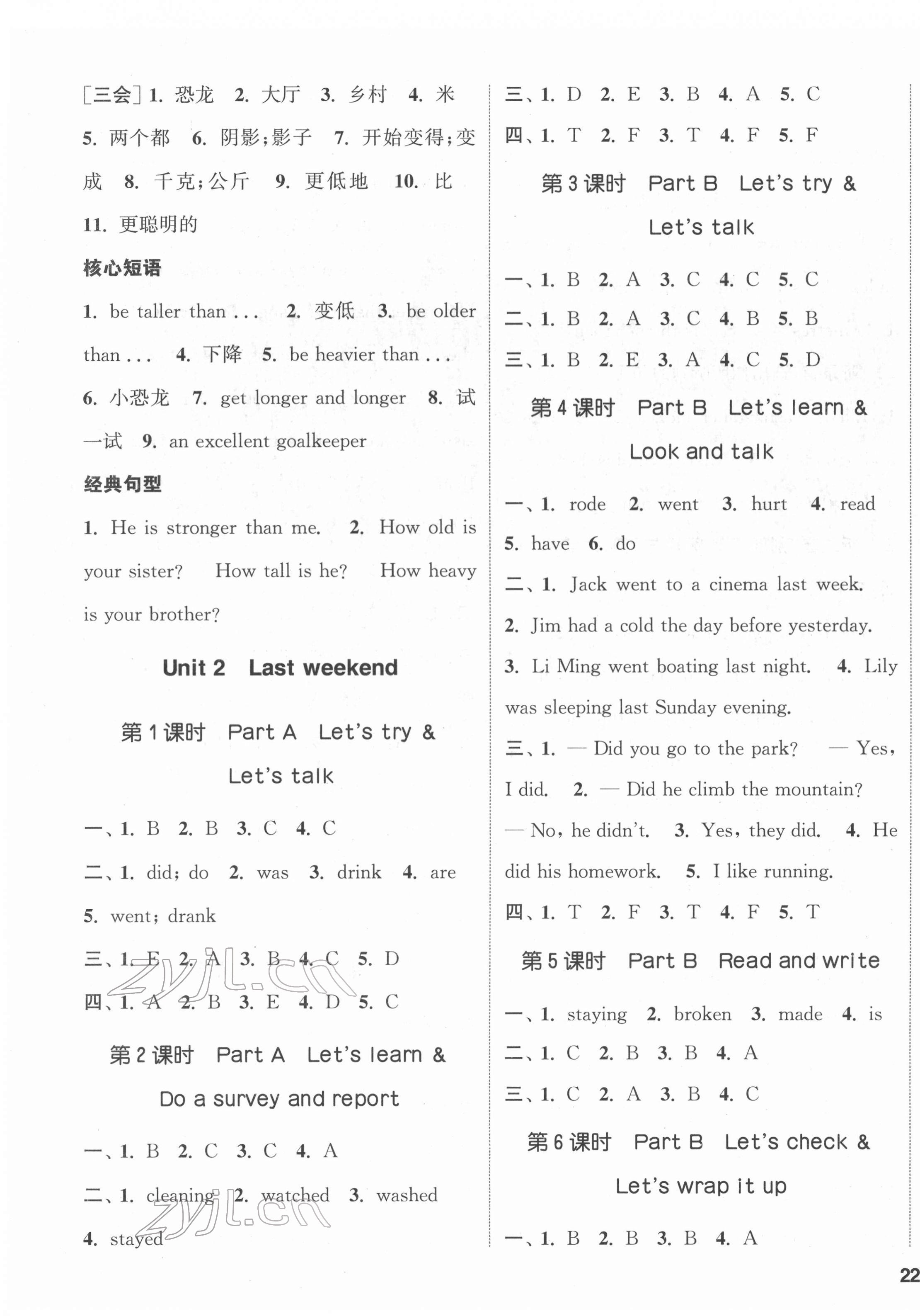 2022年通城學(xué)典課時(shí)新體驗(yàn)六年級(jí)英語(yǔ)下冊(cè)人教版 參考答案第3頁(yè)