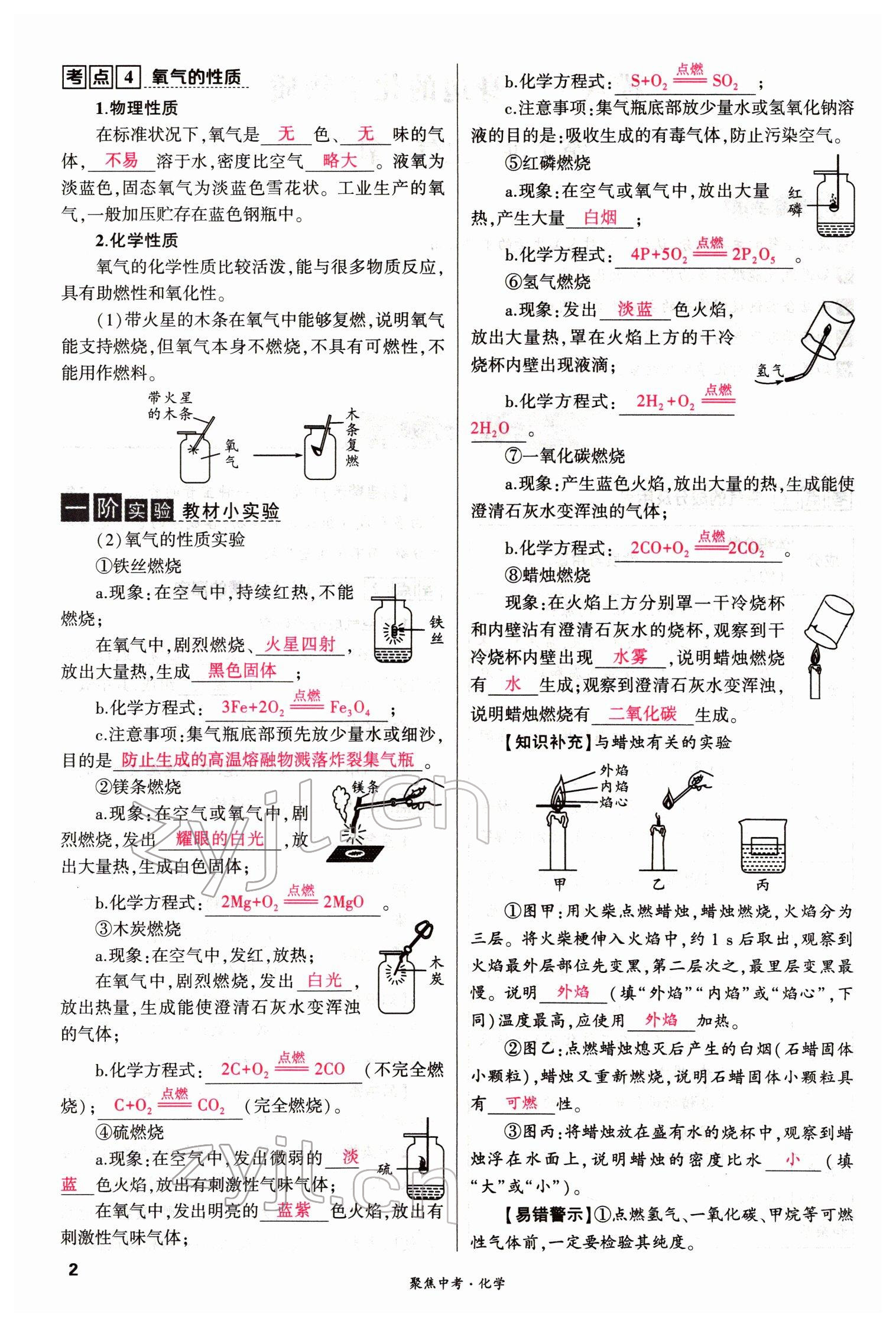 2022年聚焦中考化学四川专版 参考答案第2页