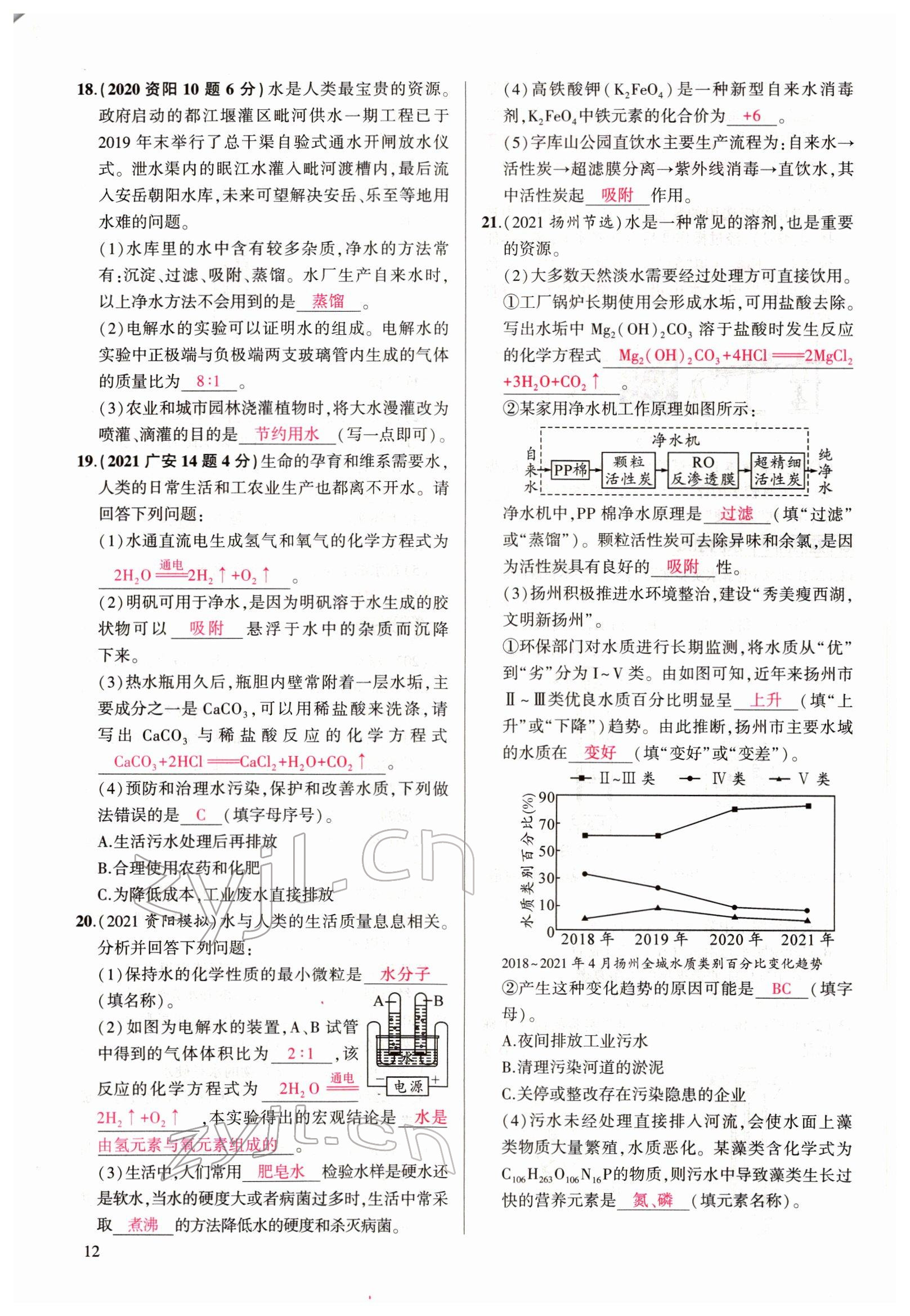 2022年聚焦中考化學(xué)四川專版 參考答案第12頁