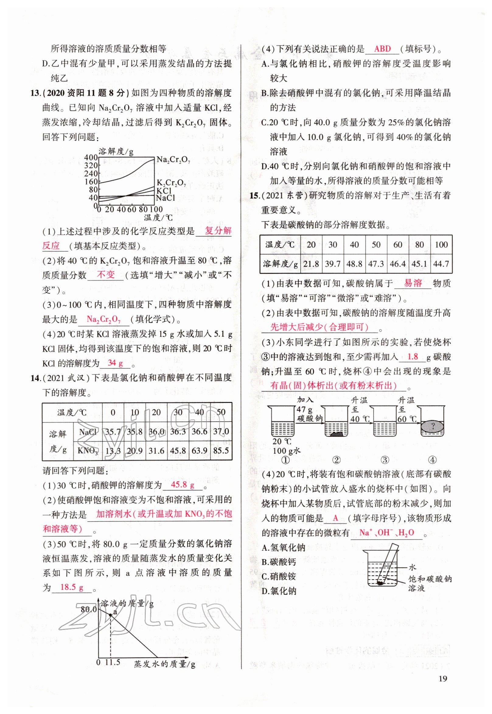 2022年聚焦中考化學(xué)四川專版 參考答案第19頁(yè)