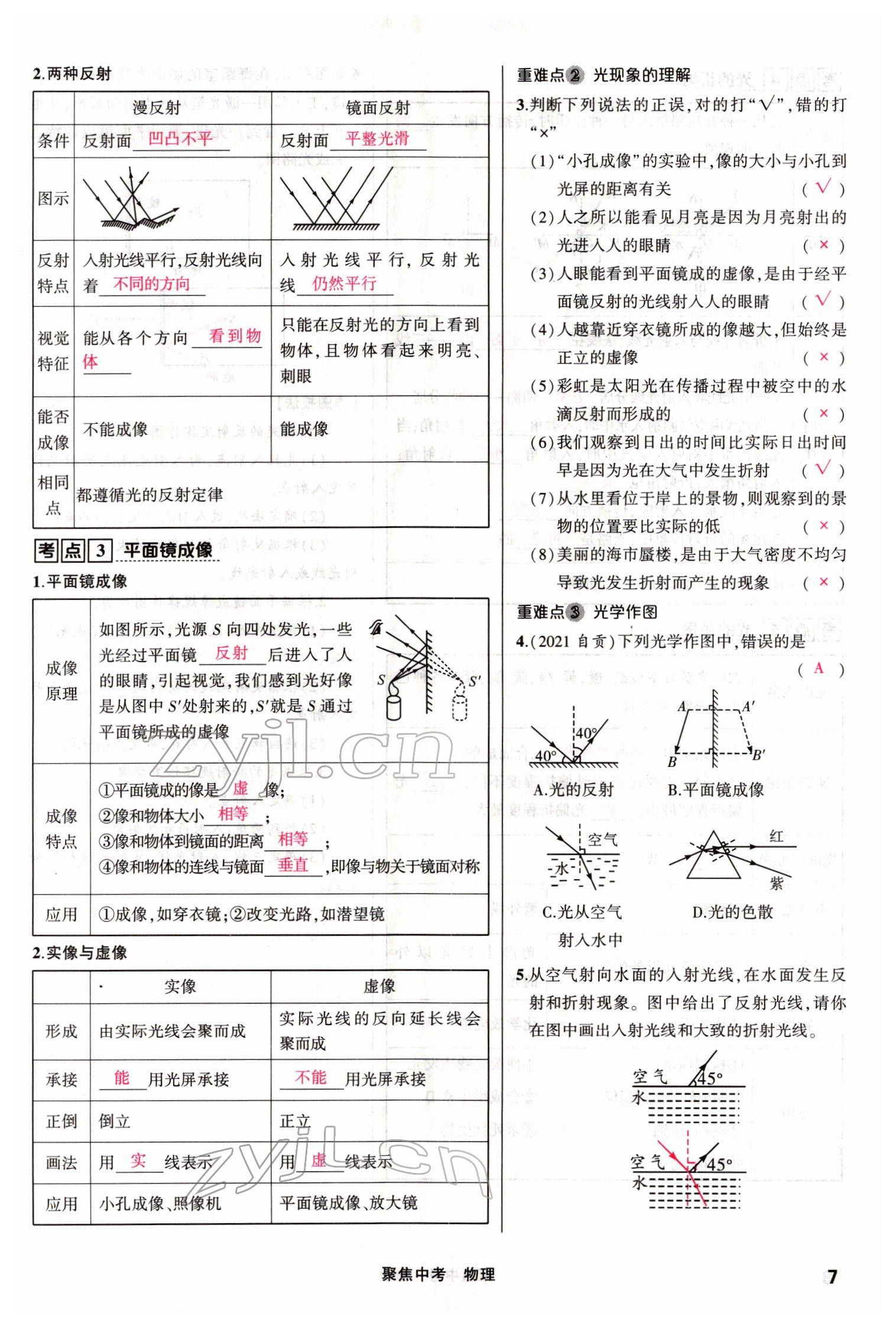 2022年聚焦中考物理四川专版 参考答案第11页