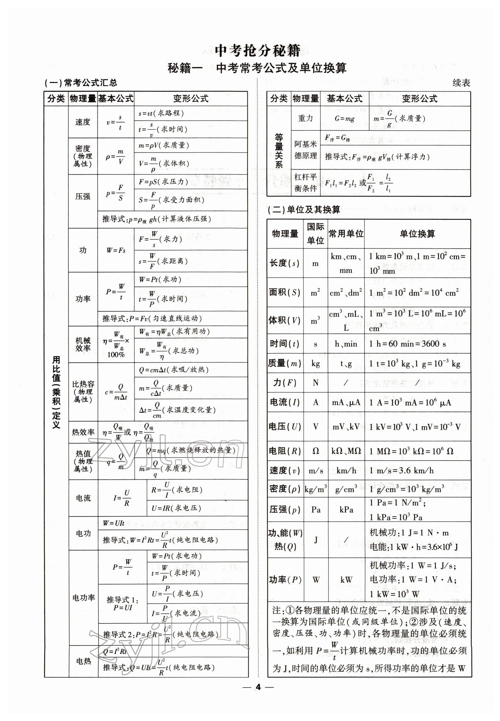 2022年聚焦中考物理四川专版 参考答案第2页