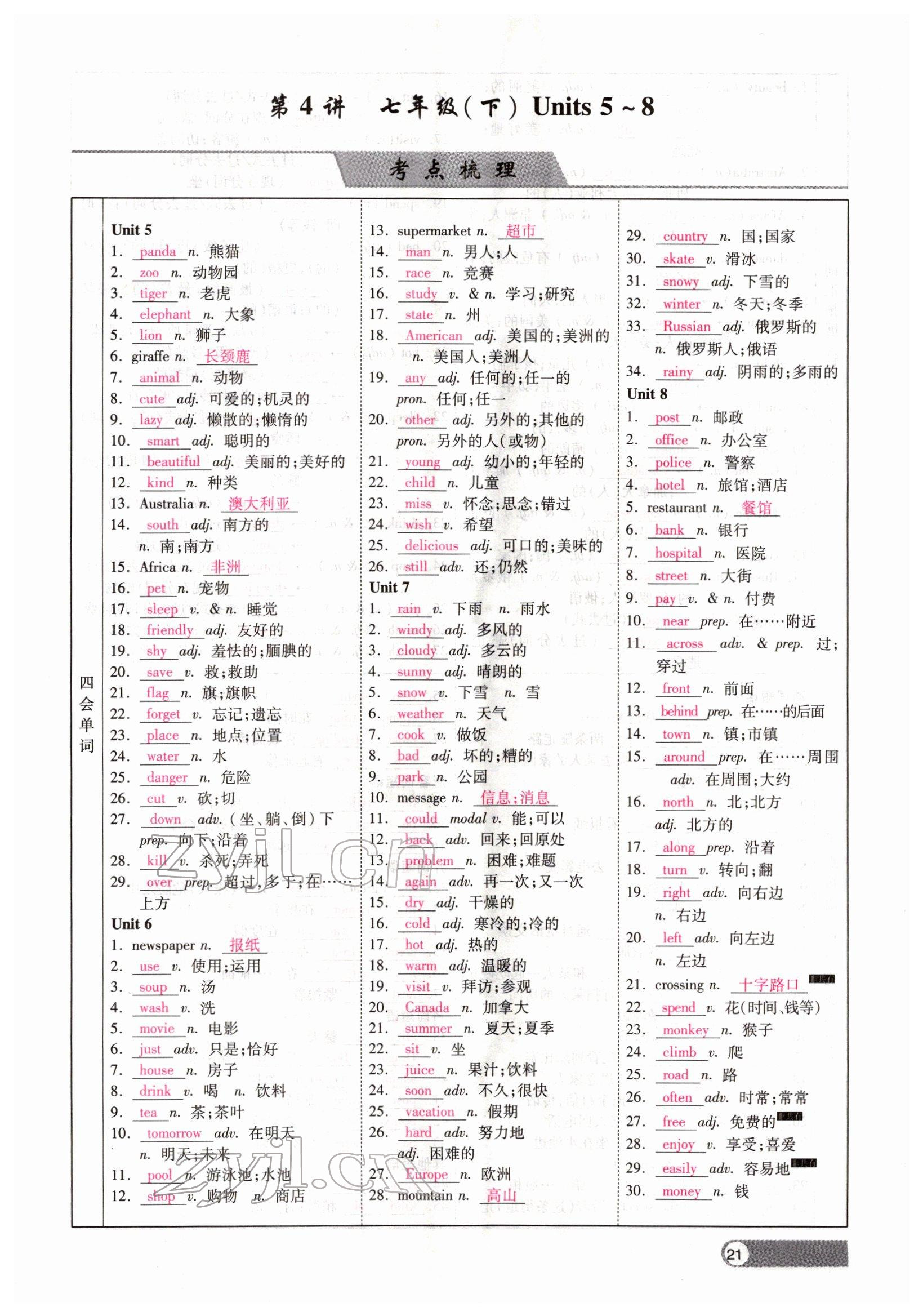 2022年聚焦中考英語(yǔ)四川專版 參考答案第21頁(yè)