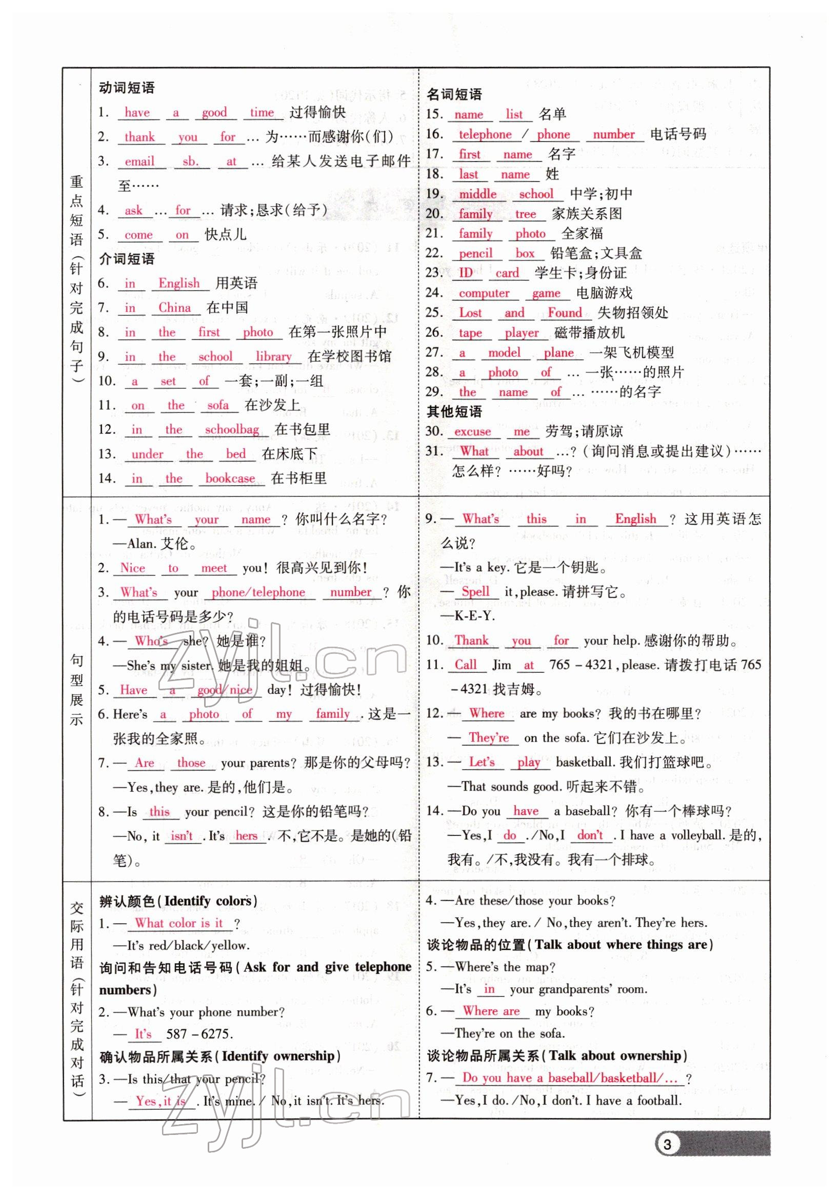 2022年聚焦中考英语四川专版 参考答案第3页