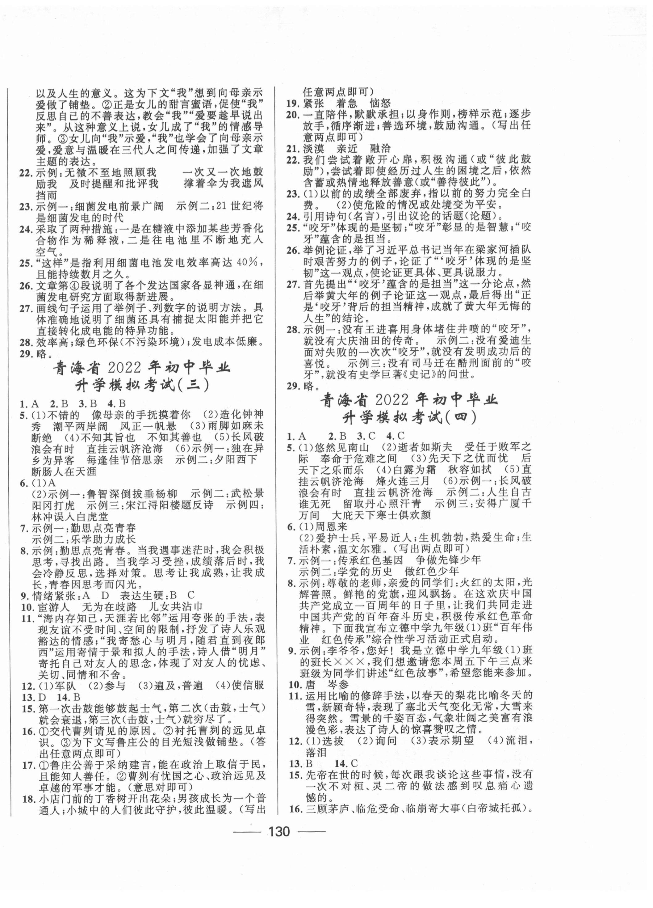 2022年青海中考冲刺模拟试卷语文 第2页