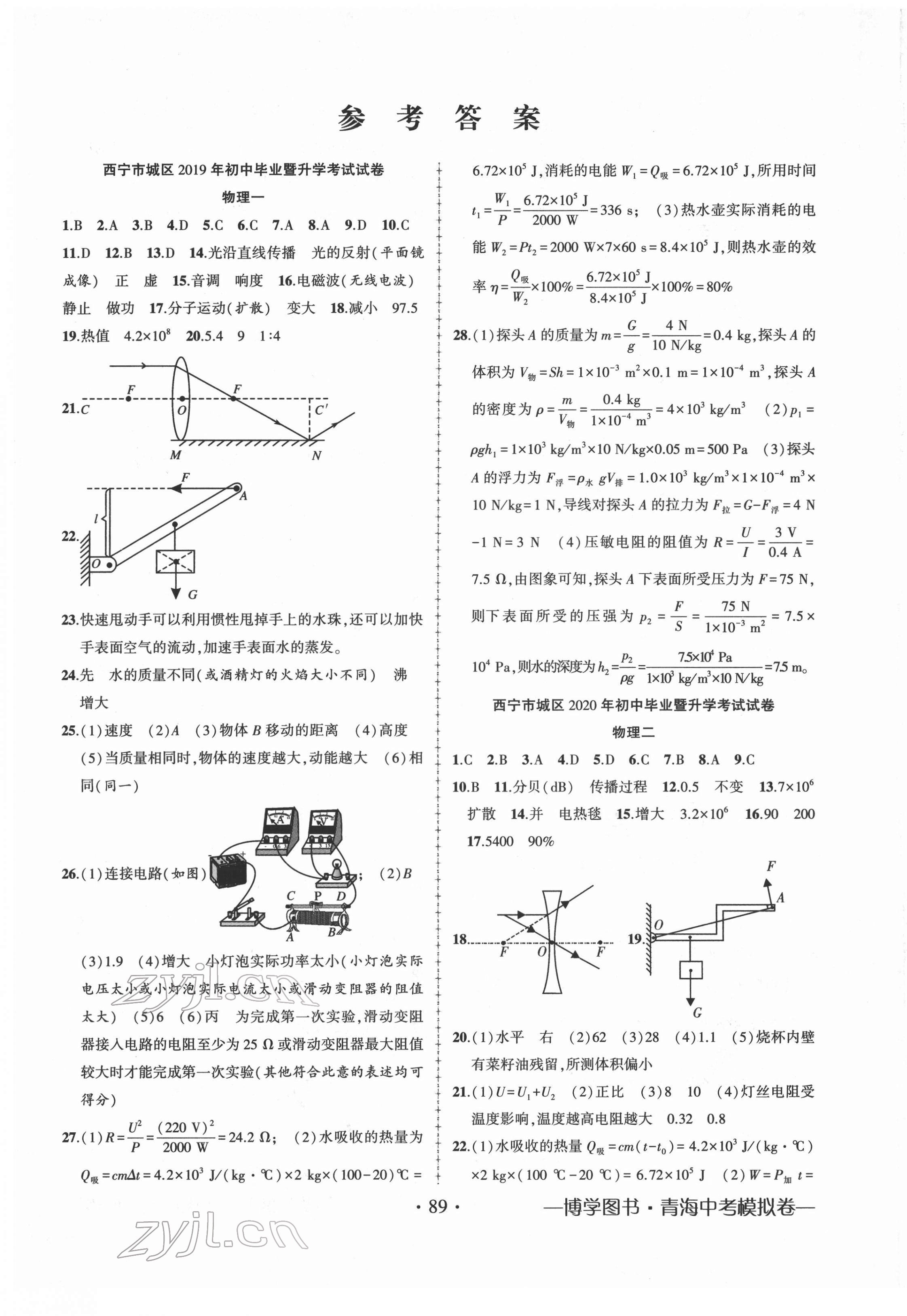 2022年青海中考金榜名卷模擬試卷物理 第1頁