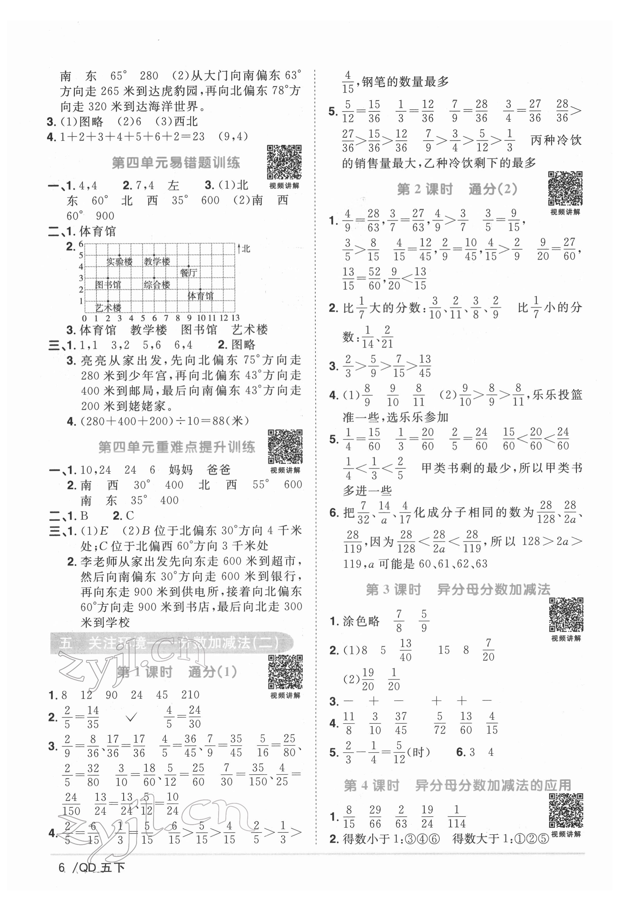 2022年阳光同学课时优化作业五年级数学下册青岛版 参考答案第6页