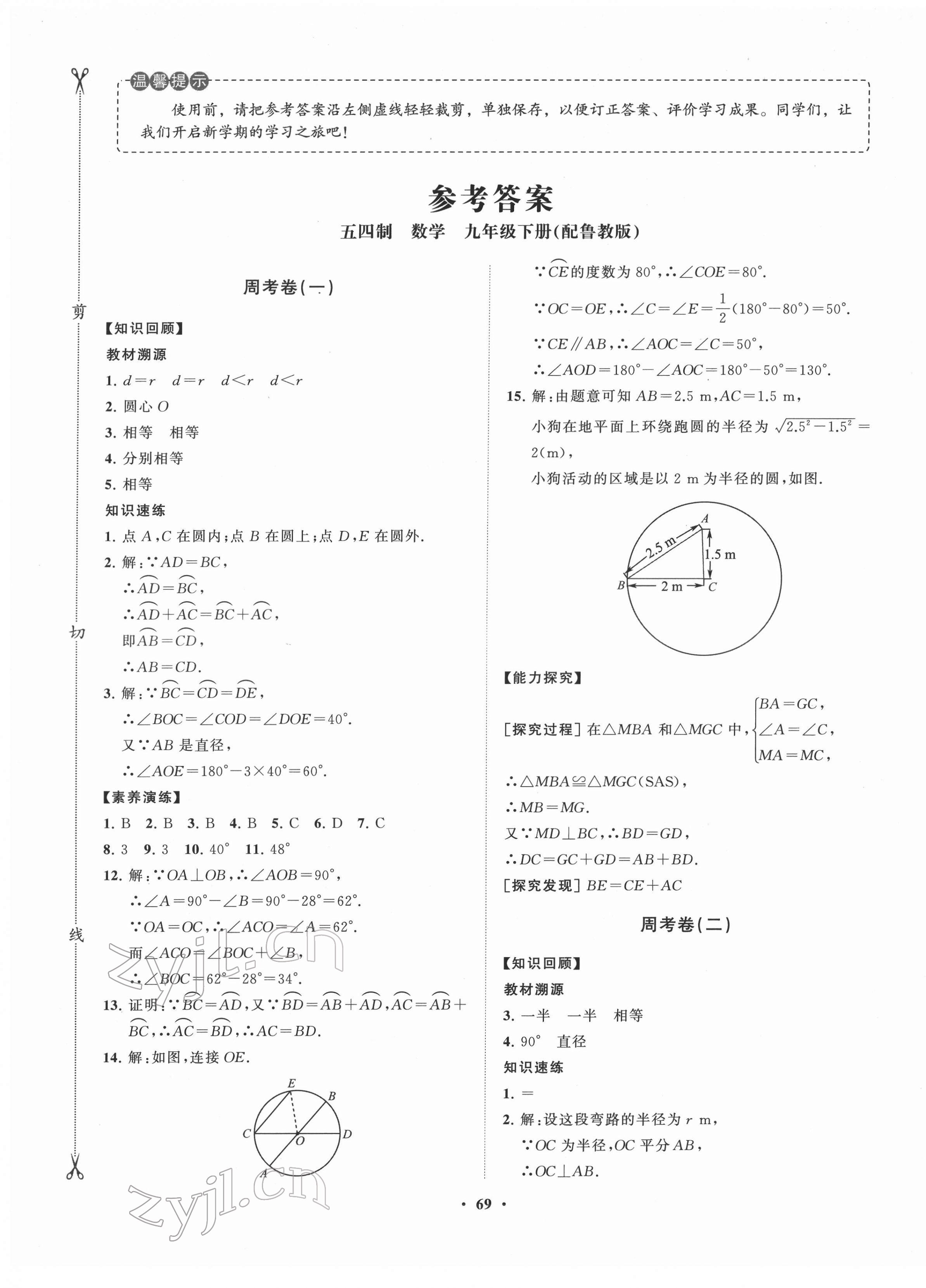 2022年同步練習(xí)冊分層卷九年級數(shù)學(xué)下冊魯教版54制 第1頁